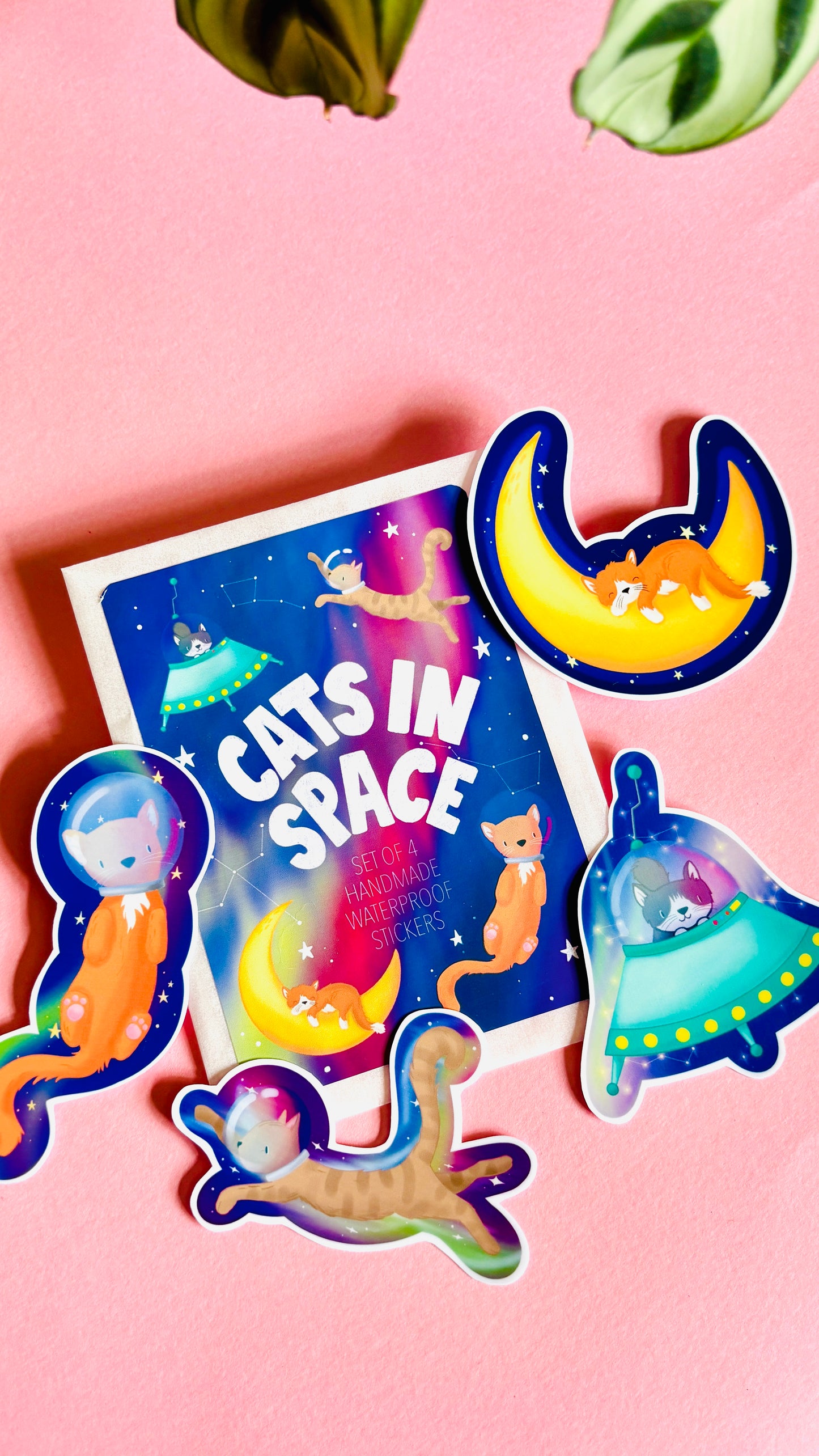 Cats in space vinyl waterproof stickers