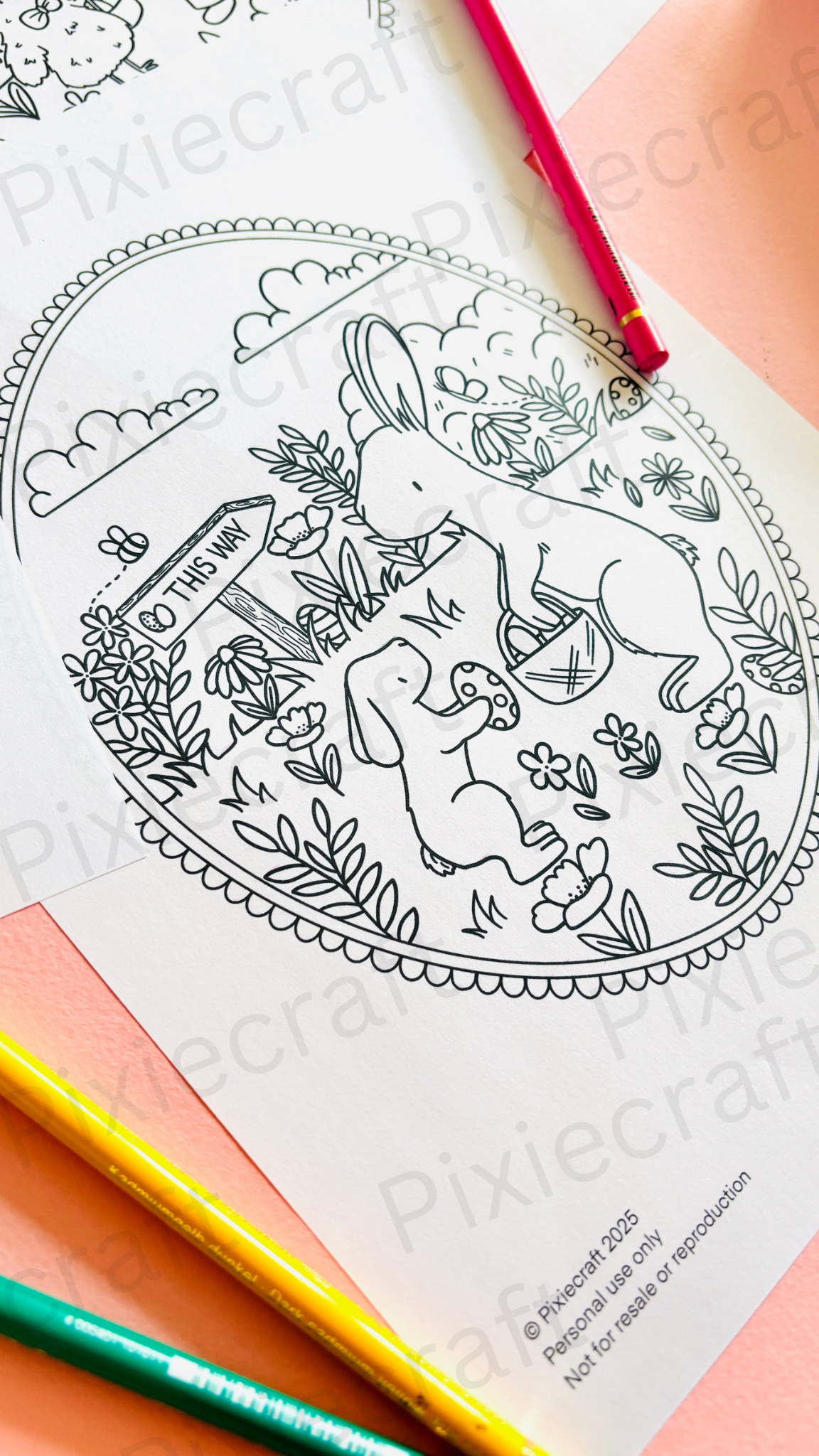 Easter Animals Colouring Pages: Instant Download Set of 3