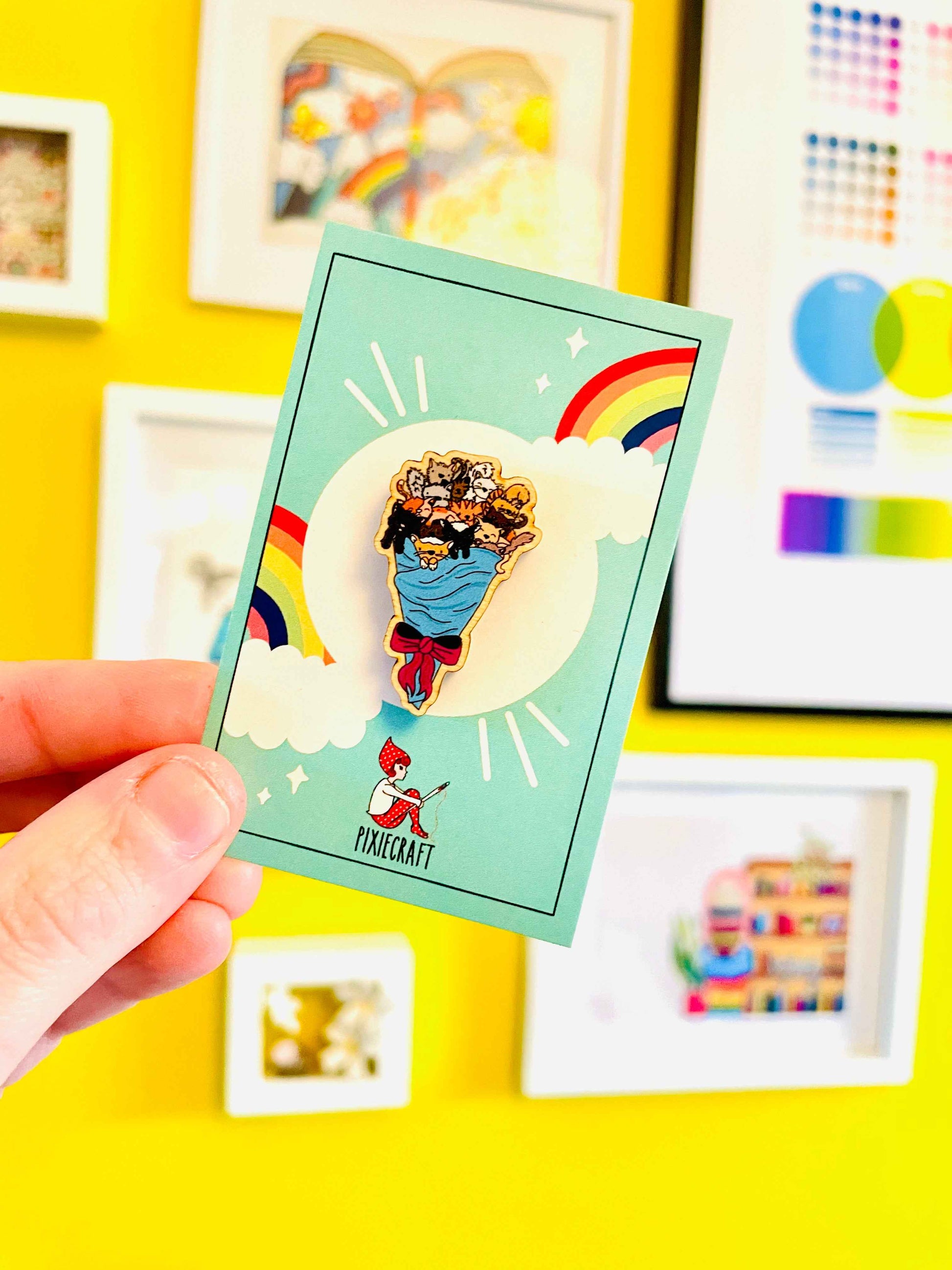 Bouquet of Kittens Pin Badge