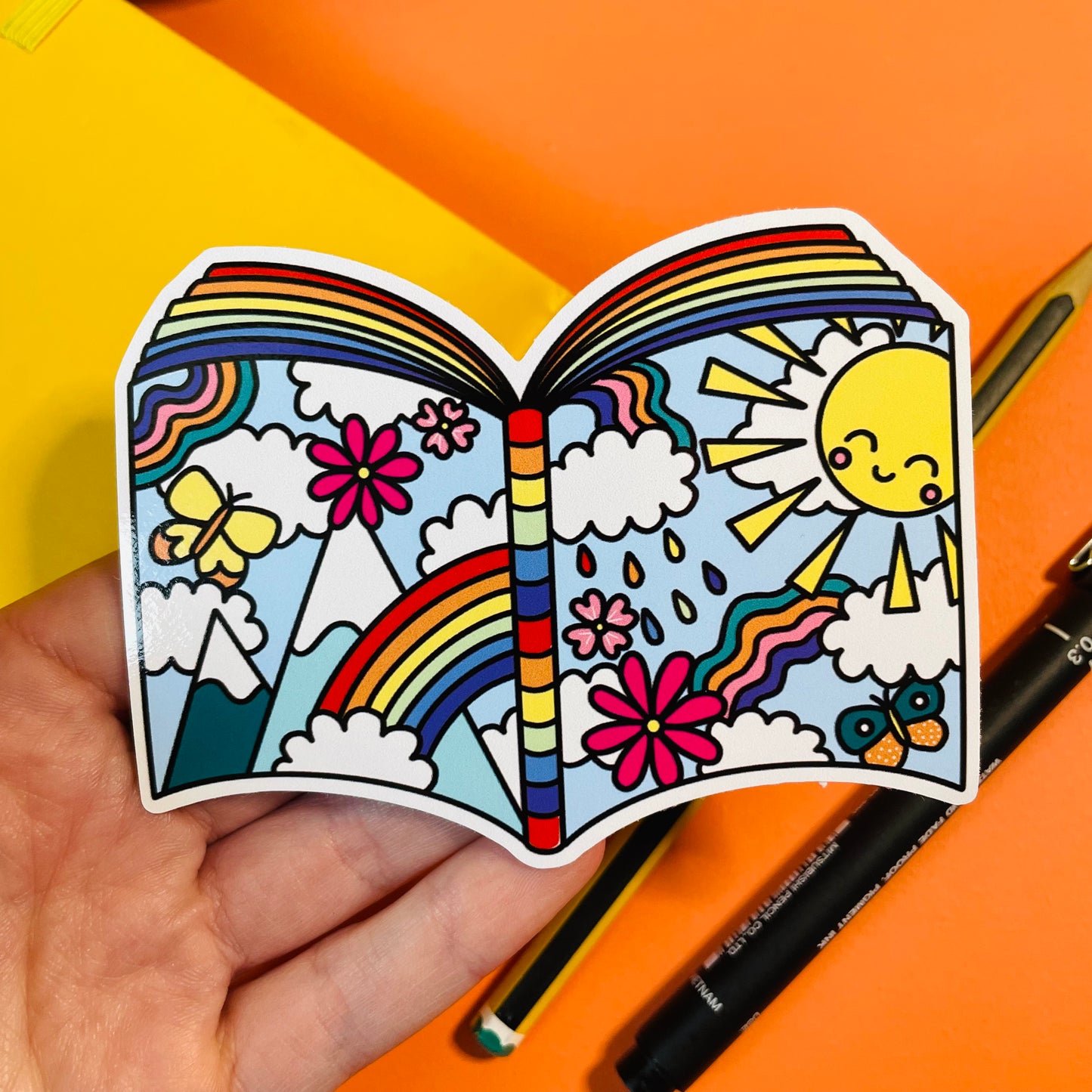 The Magic of a Book 10cm Rainbow Vinyl Sticker - Pixiecraft