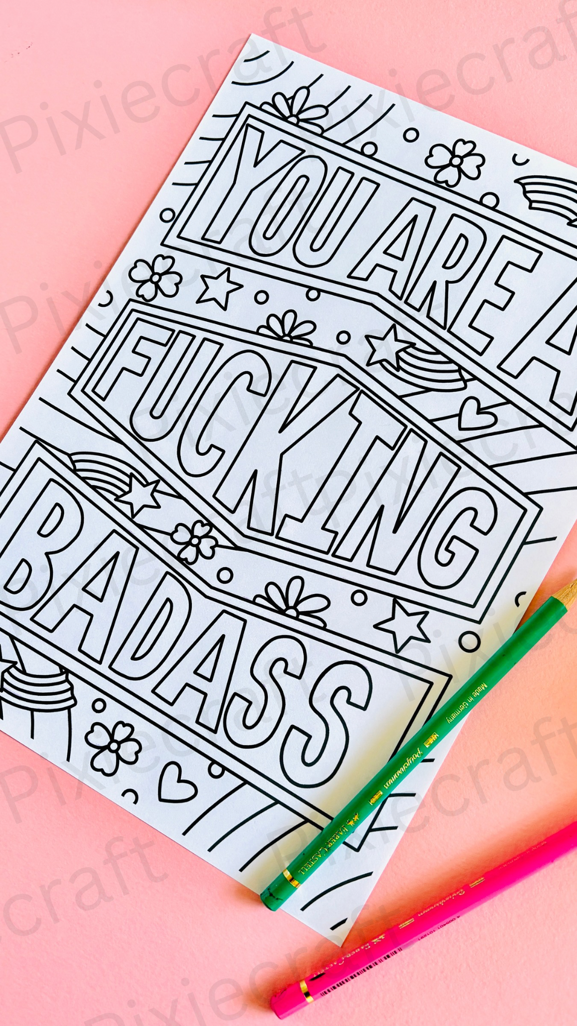 Sweary Affirmations PDF Adult Colouring Pages: Instant Digital Download