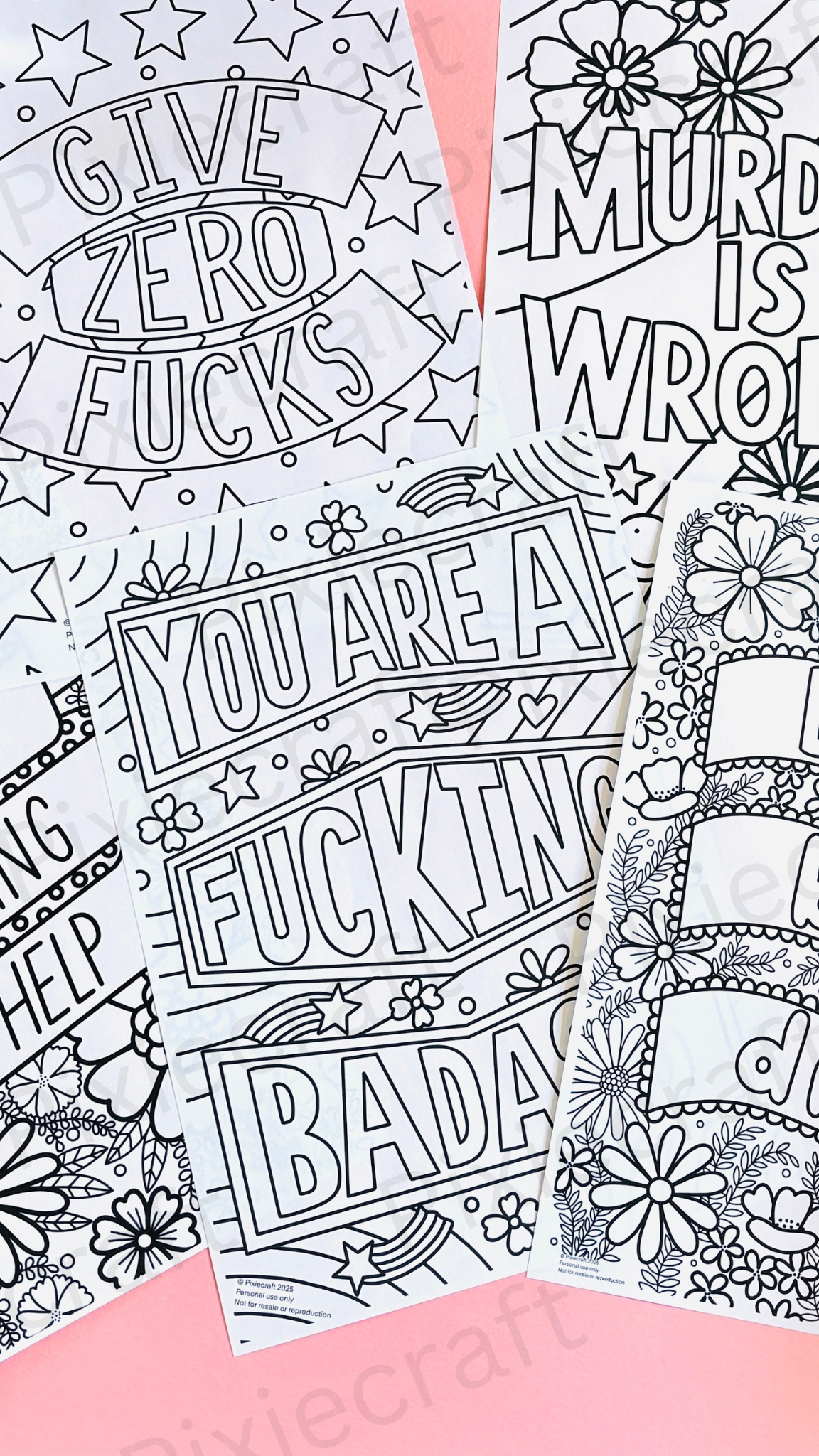 Sweary Affirmations PDF Adult Colouring Pages: Instant Digital Download