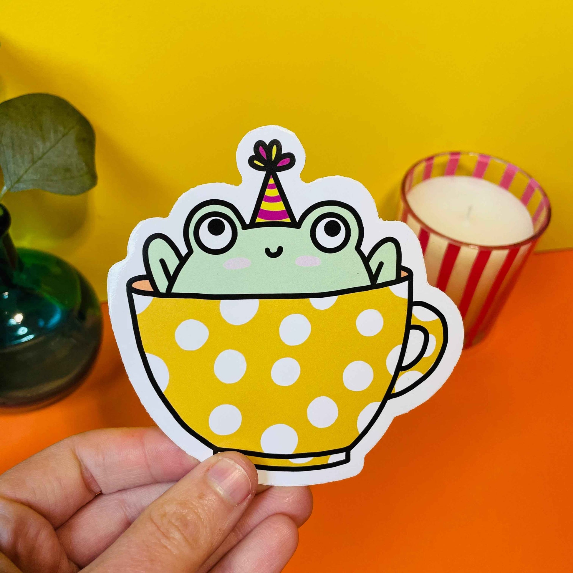 Tea Party Frog Vinyl Sticker