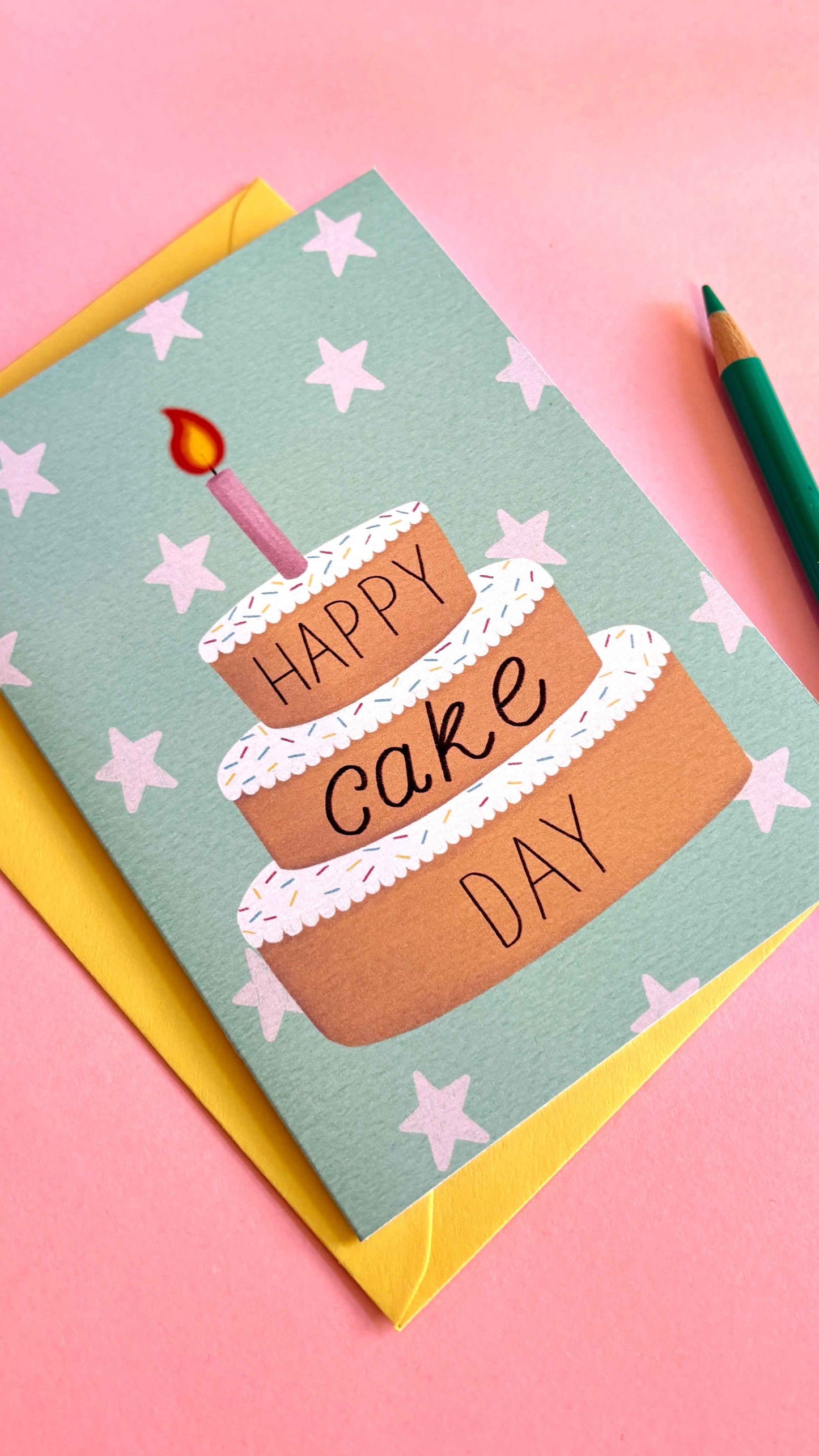 Happy Cake Day Card- Cute Handmade Food Based Greetings Card