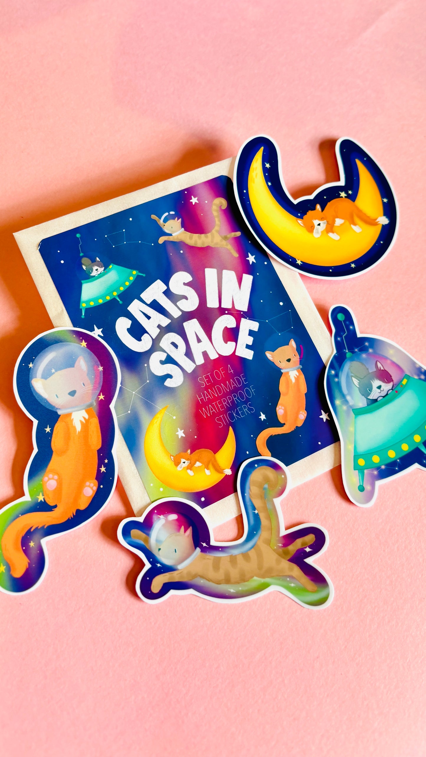 Cats in space vinyl waterproof stickers