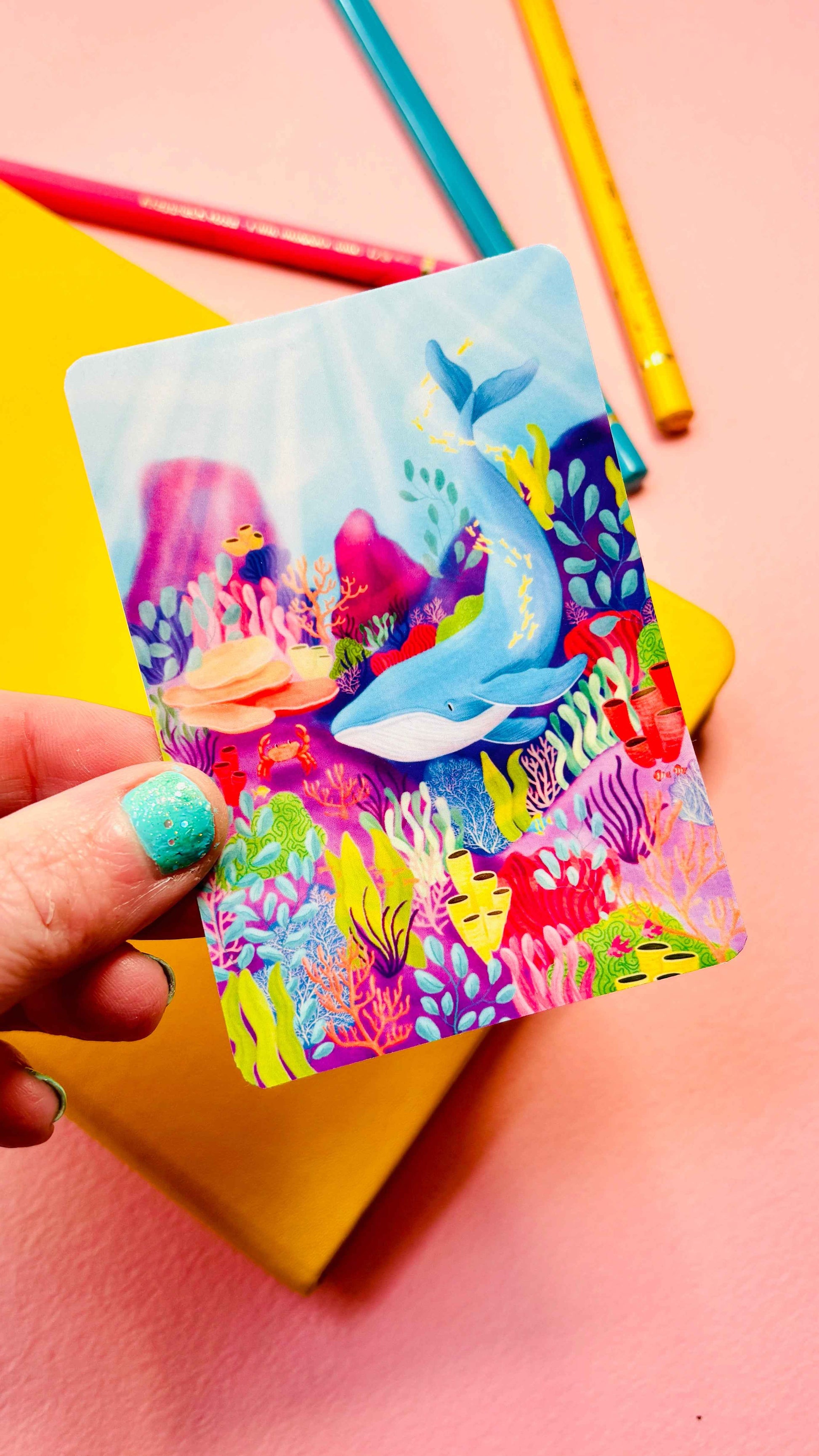 Coral Reef Whale Vinyl Sticker Decal