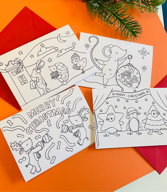 Colour your own Christmas cards: set of 4
