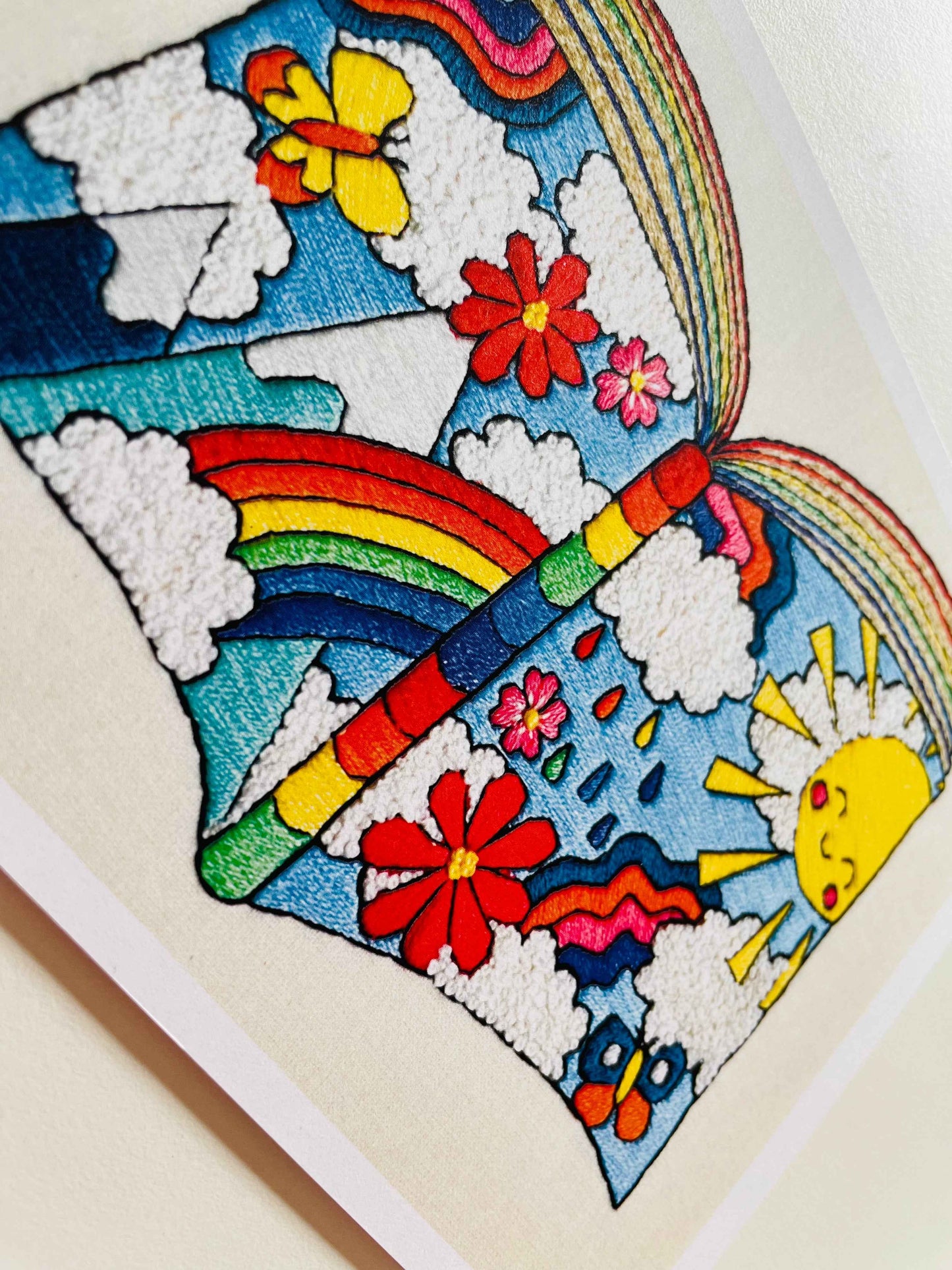 Bookish Print- Colourful Hand Embroidery Wall Art