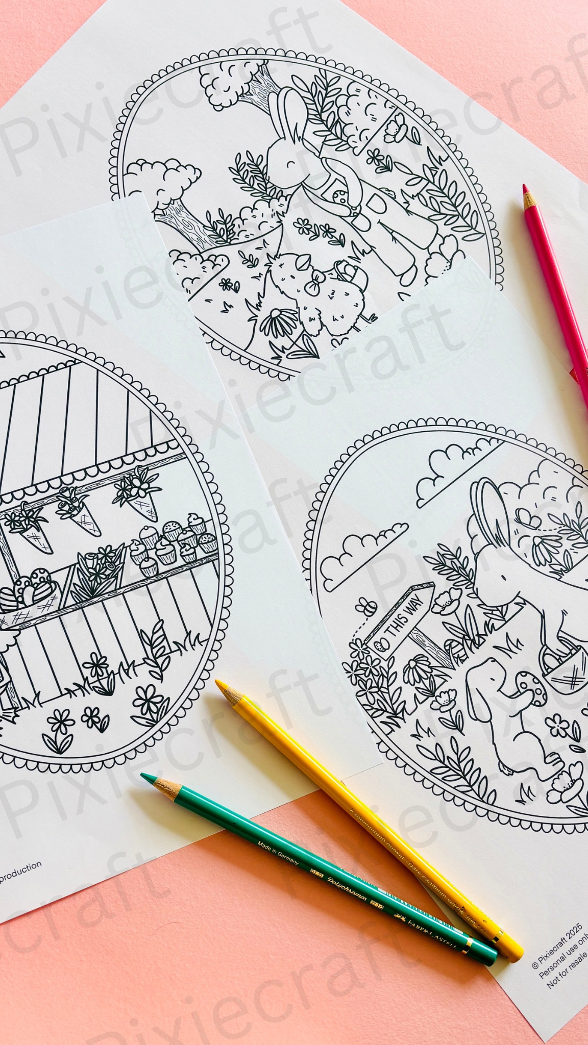 Easter Animals Colouring Pages: Instant Download Set of 3