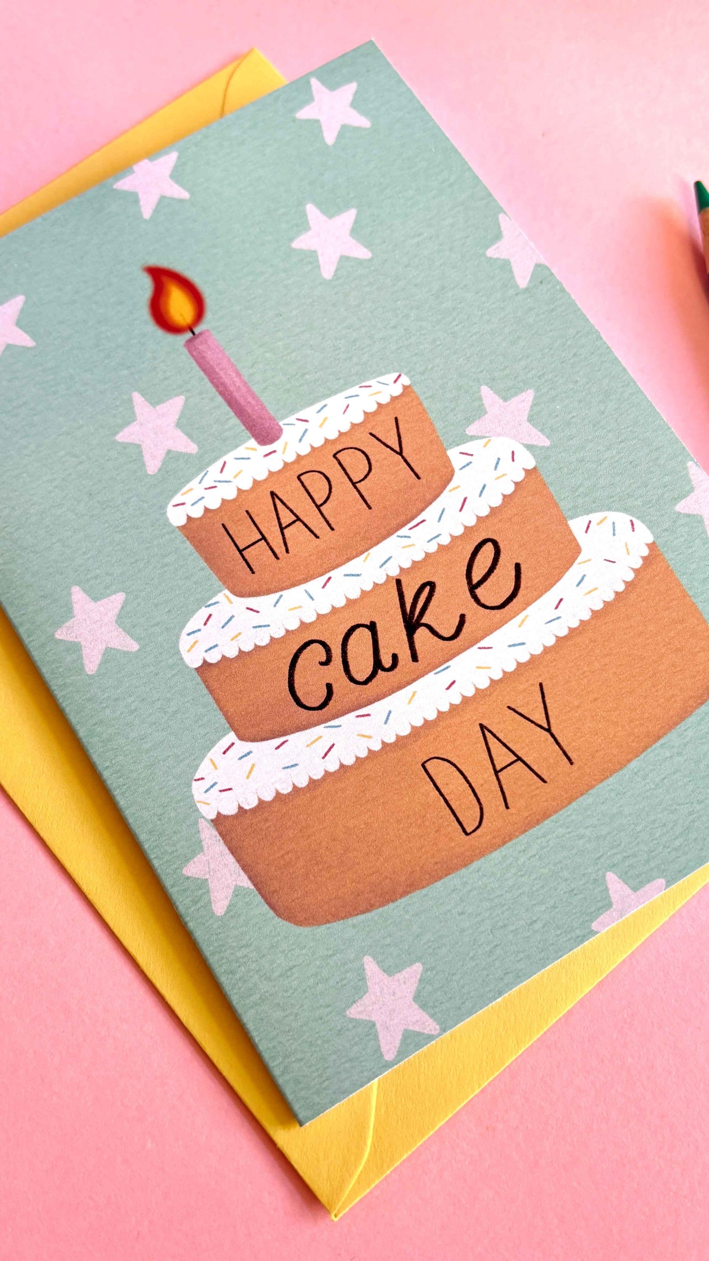 Happy Cake Day Card- Cute Handmade Food Based Greetings Card