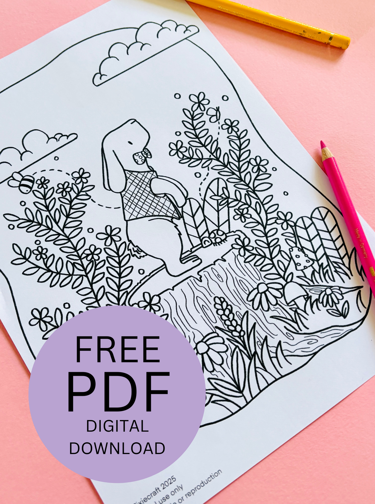 FREE Easter Bunny PDF Colouring Page