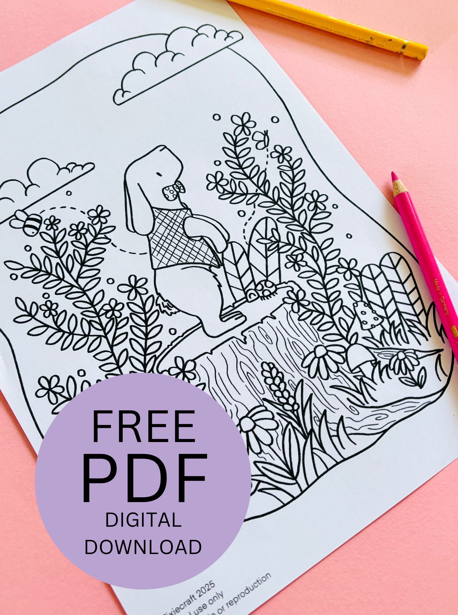 FREE Easter Bunny PDF Colouring Page