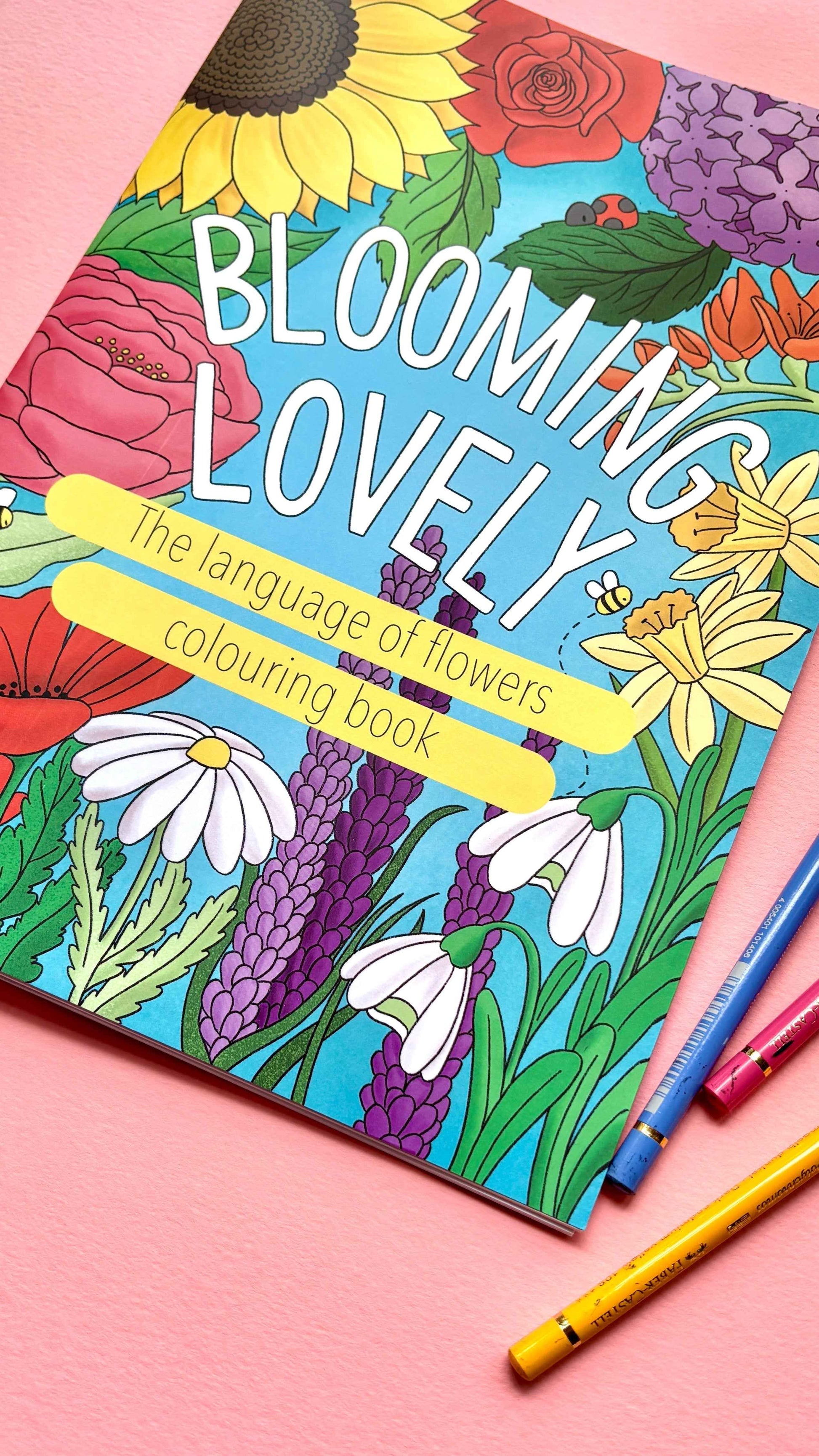 Blooming Lovely: The language of flowers colouring book for adults. A bold and easy to colour creative activity. Hand drawn pages this charming indie floral colouring book won’t be found anywhere else. Each page has a different flower and a fact about its meaning for a fun educational experience. Colouring books are ideal for self care and mindfulness.