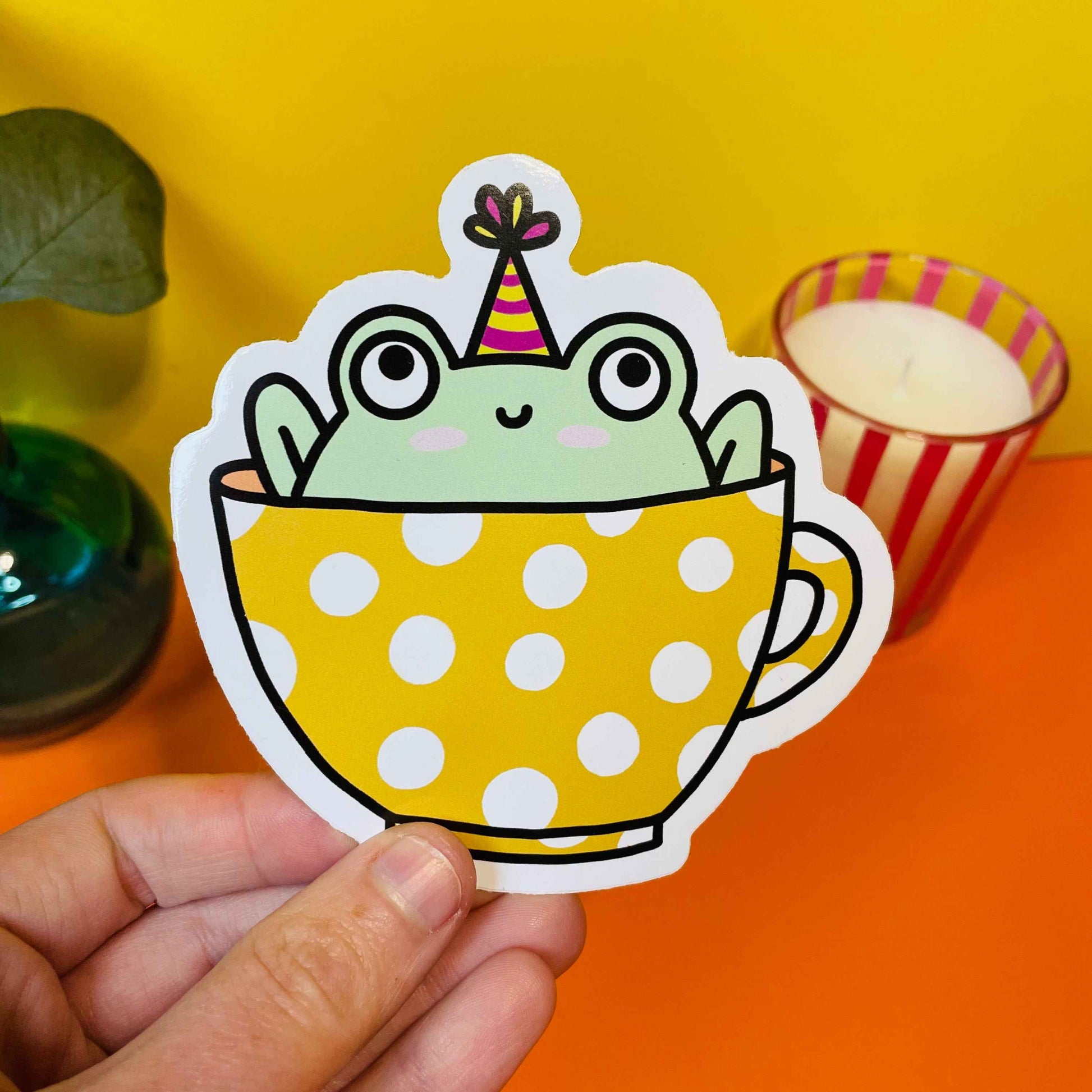 Tea Party Frog Vinyl Sticker