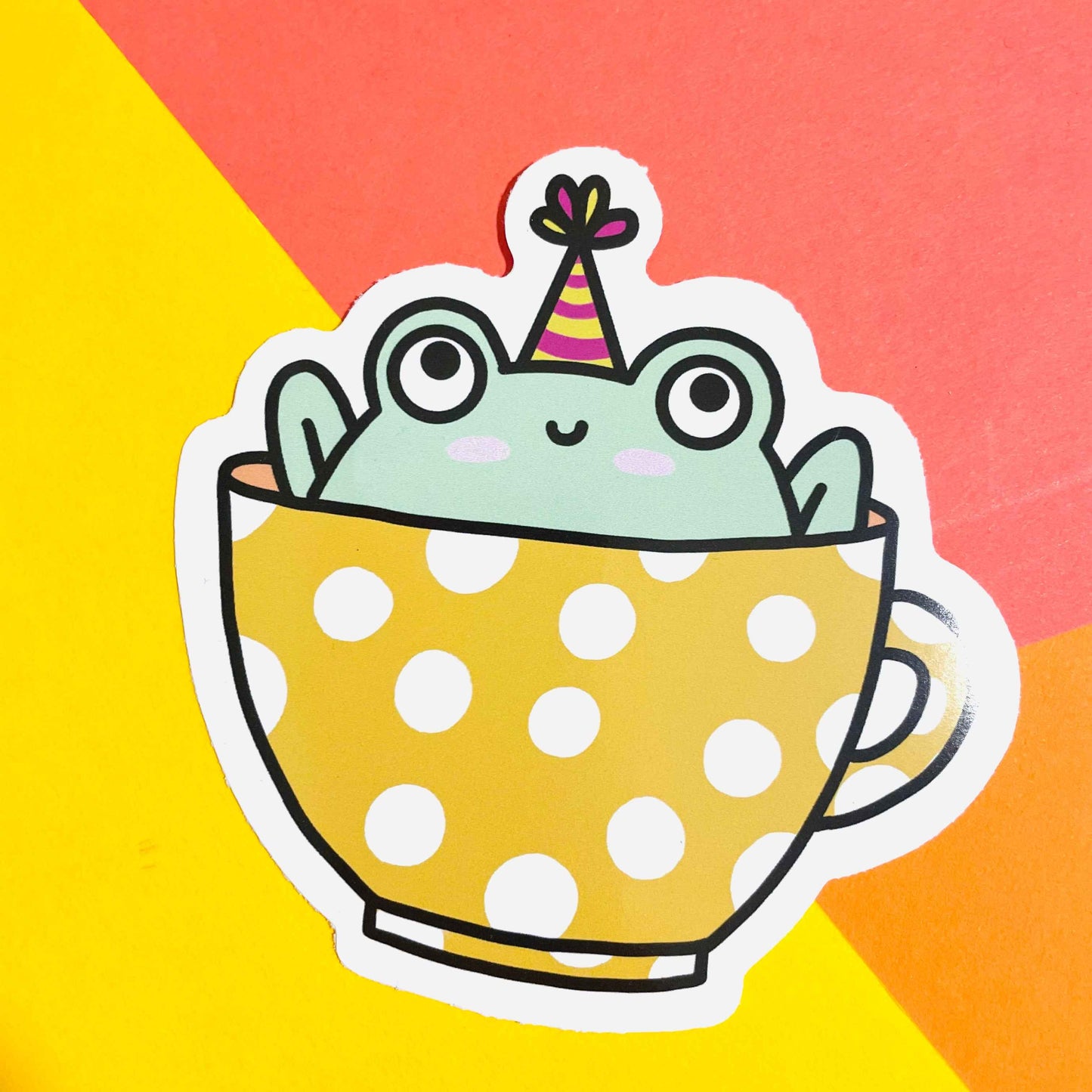Tea Party Frog Vinyl Sticker