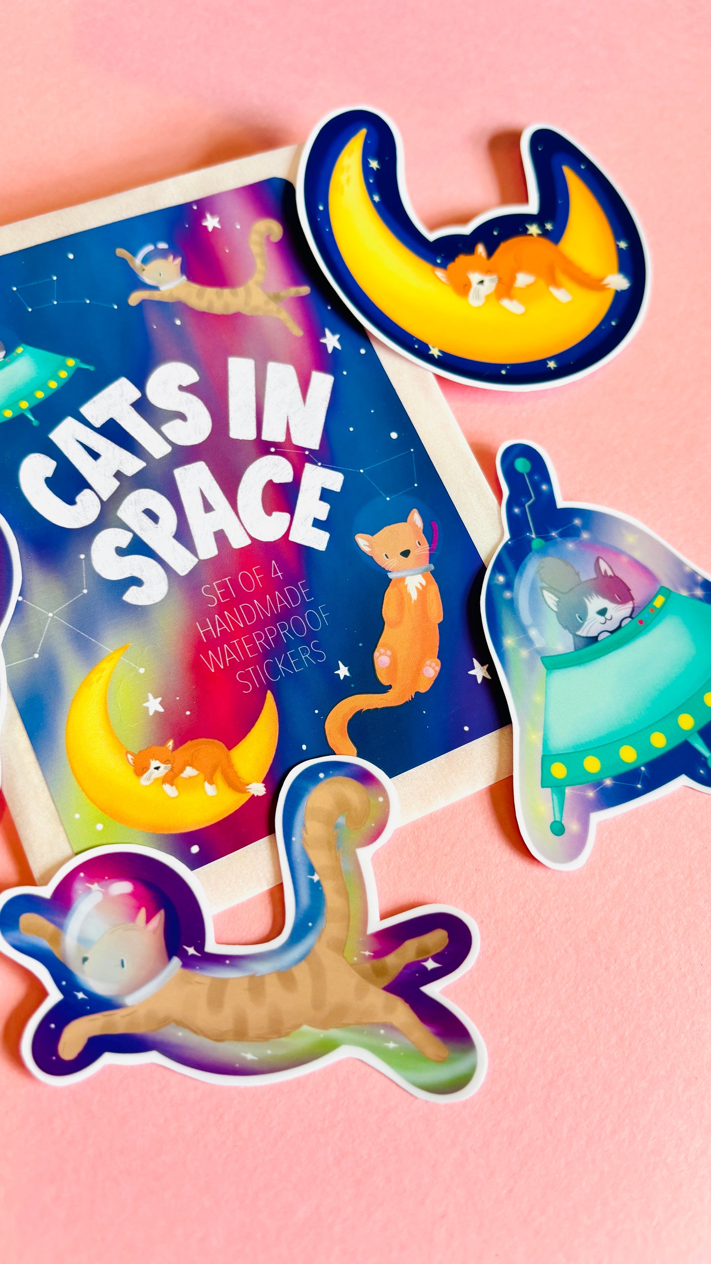 Cats in space vinyl waterproof stickers