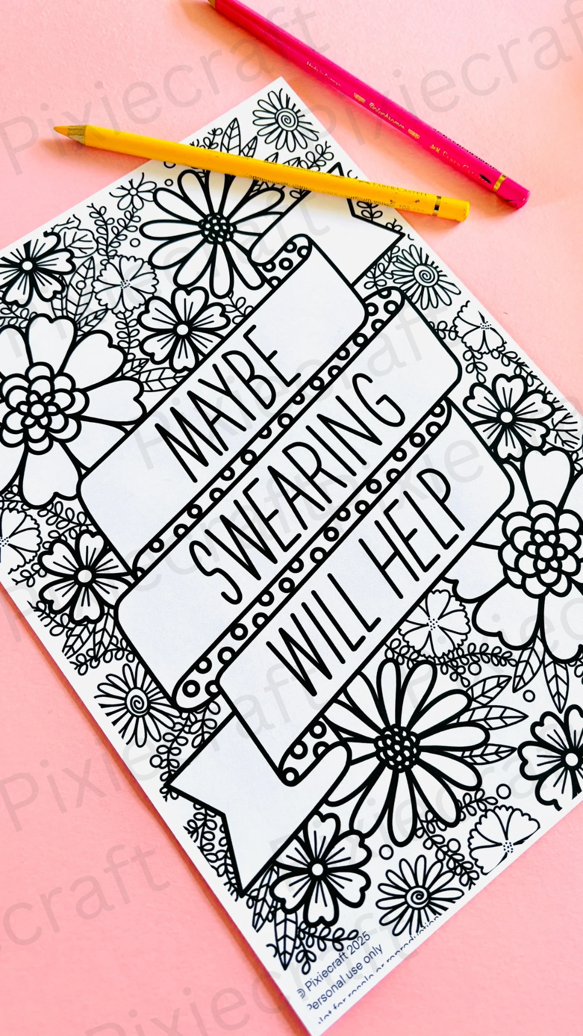 Sweary Affirmations PDF Adult Colouring Pages: Instant Digital Download