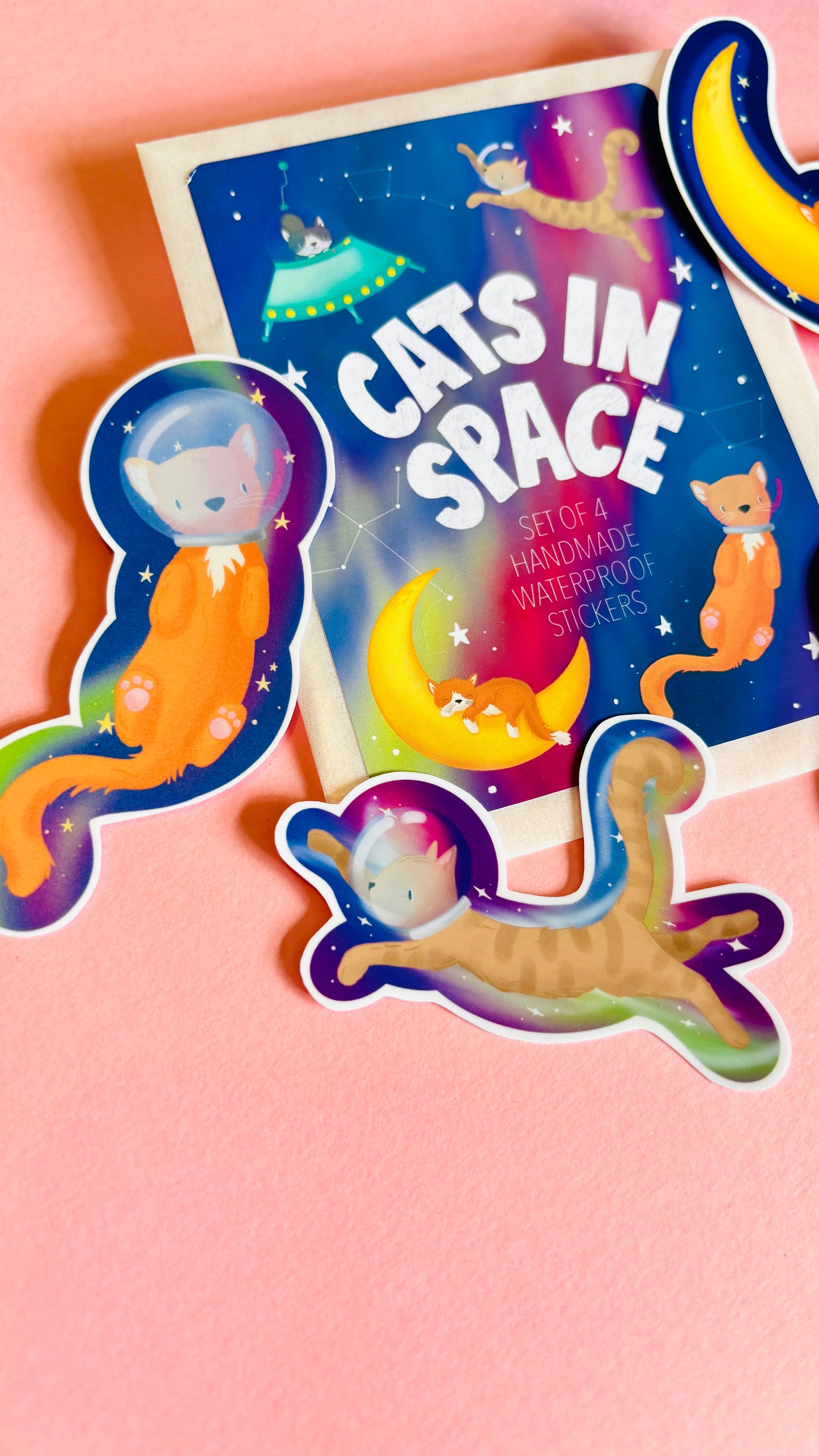 Cats in space vinyl waterproof stickers
