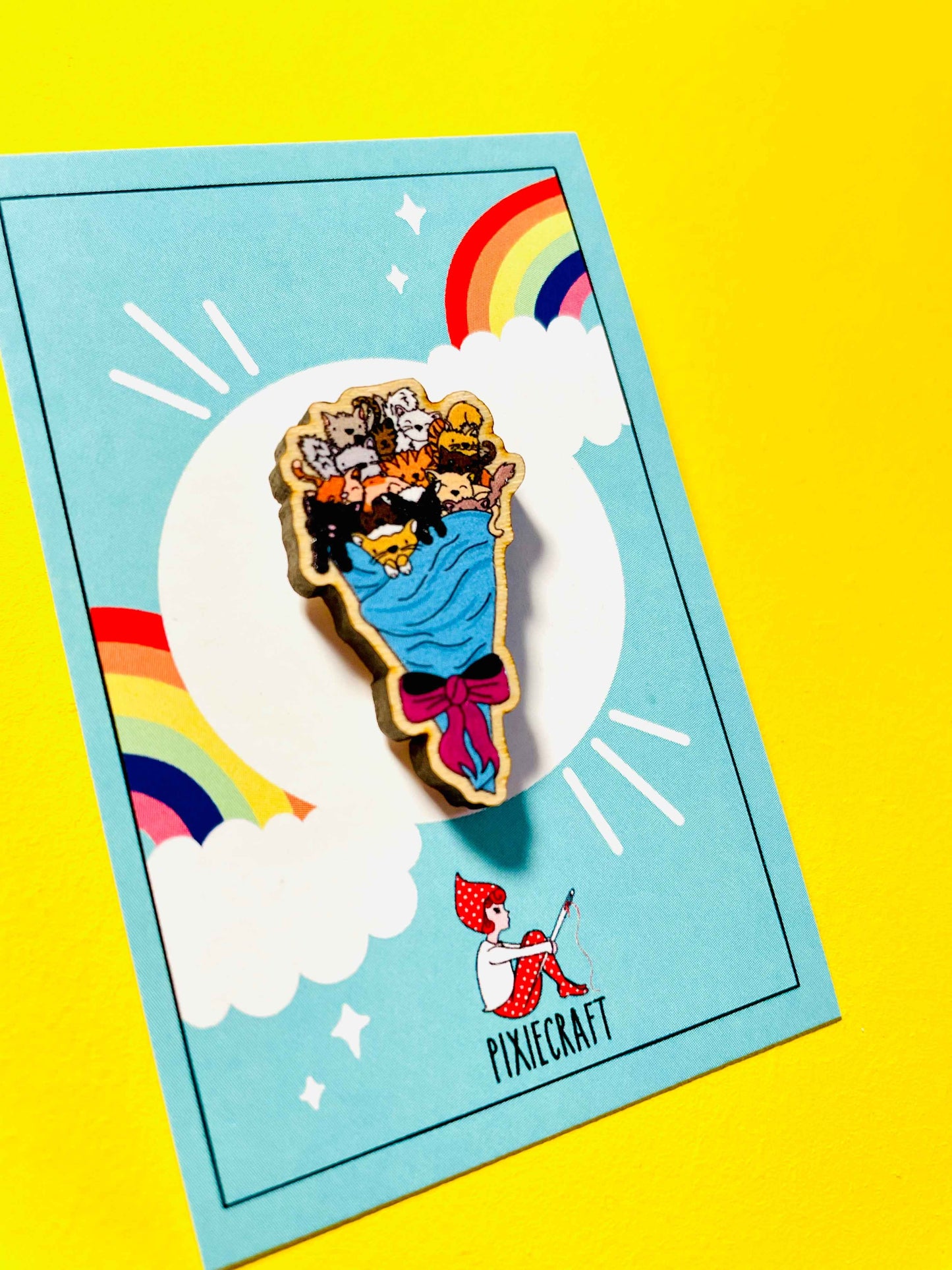 Bouquet of Kittens Pin Badge