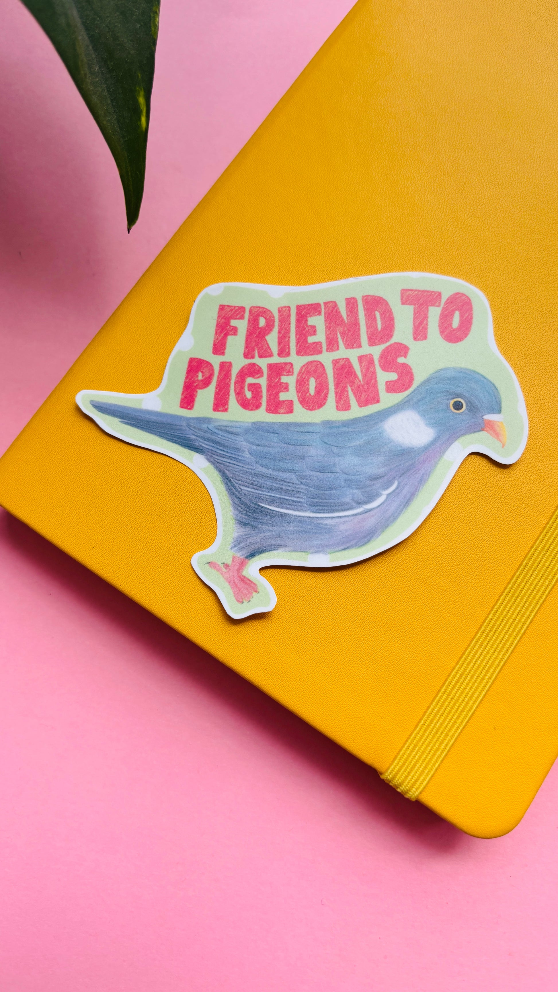Pigeon gift waterproof sticker for nature lovers. An illustrated 10cm vinyl sticker. A 10cm sticker with a matte finish handmade in the uk