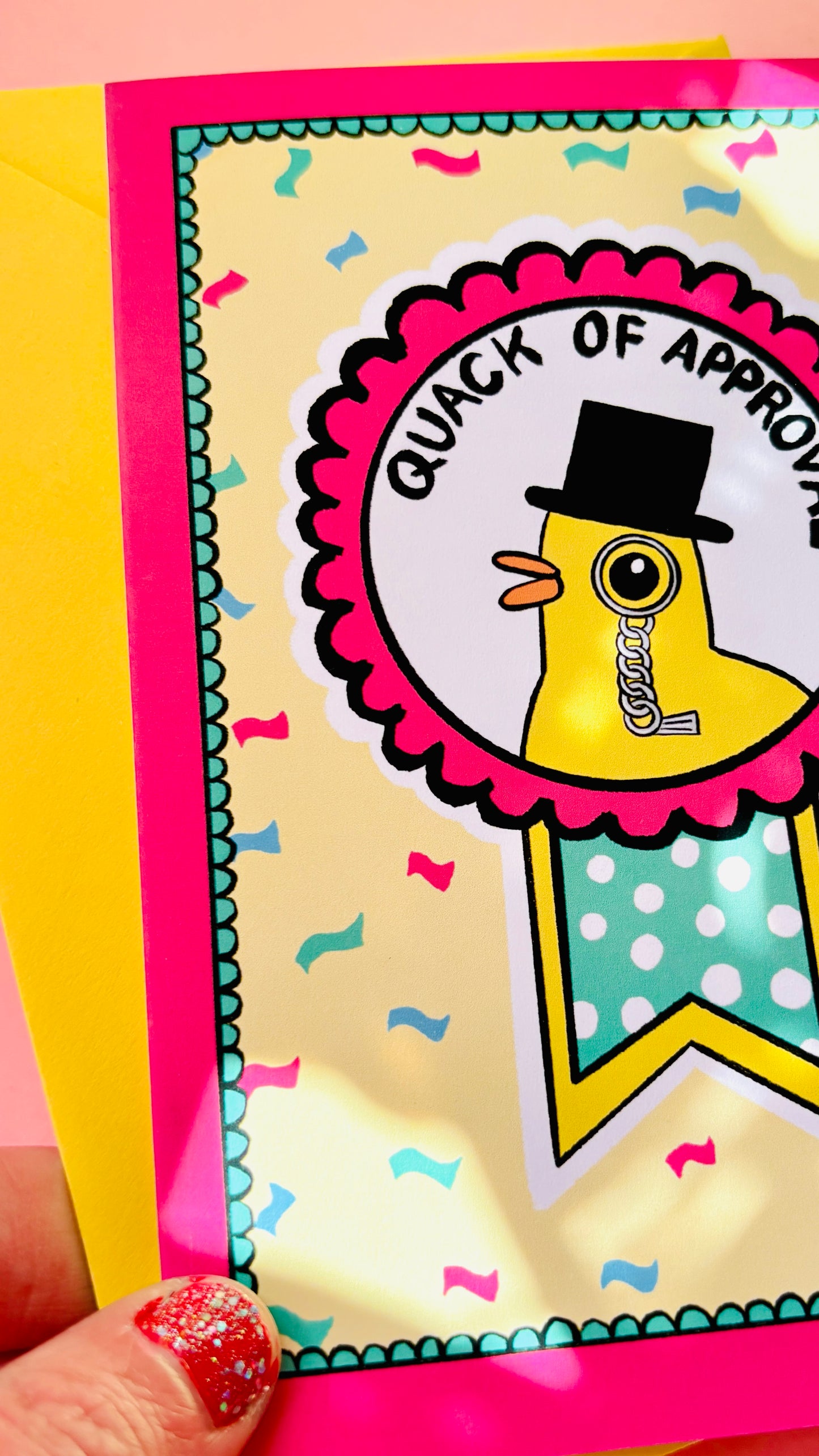 Funny Duck Quack of approval A6 Blank Greetings Card for Graduation, Well done, Engagement etc - Pixiecraft