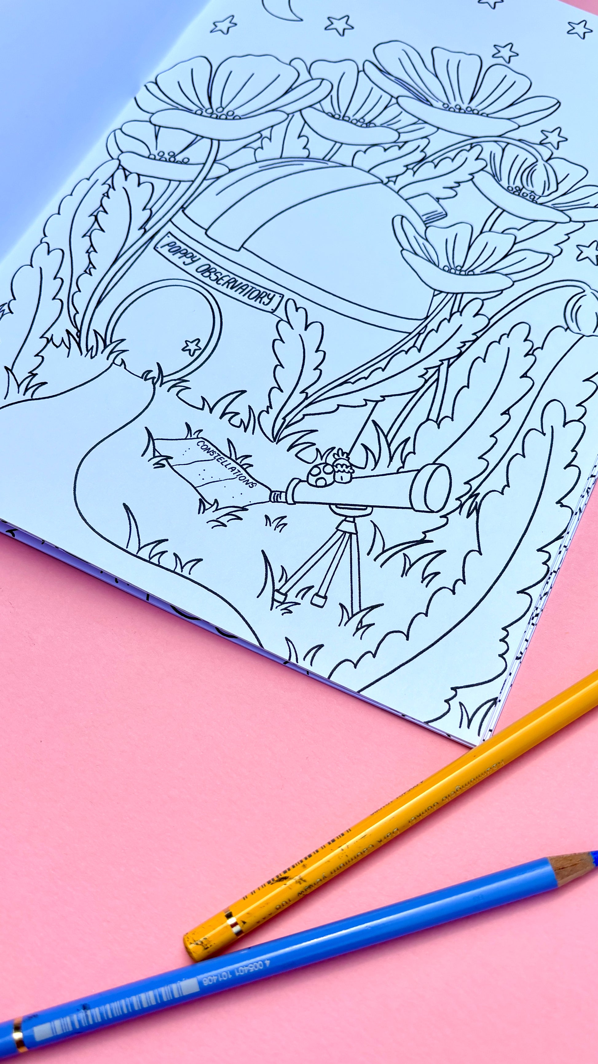 Hand drawn fairy colouring book for adults with 10 cute illustrated pages of tiny fairy house with a whimsical fantasy theme. A4 size and full colour cover perfect for gifts for kids and adults.