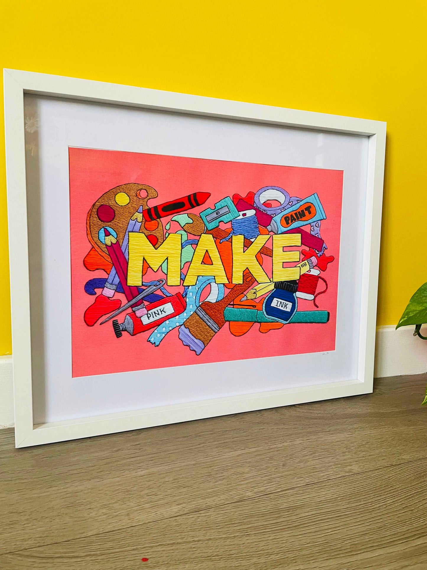 MAKE hand embroidery original art print