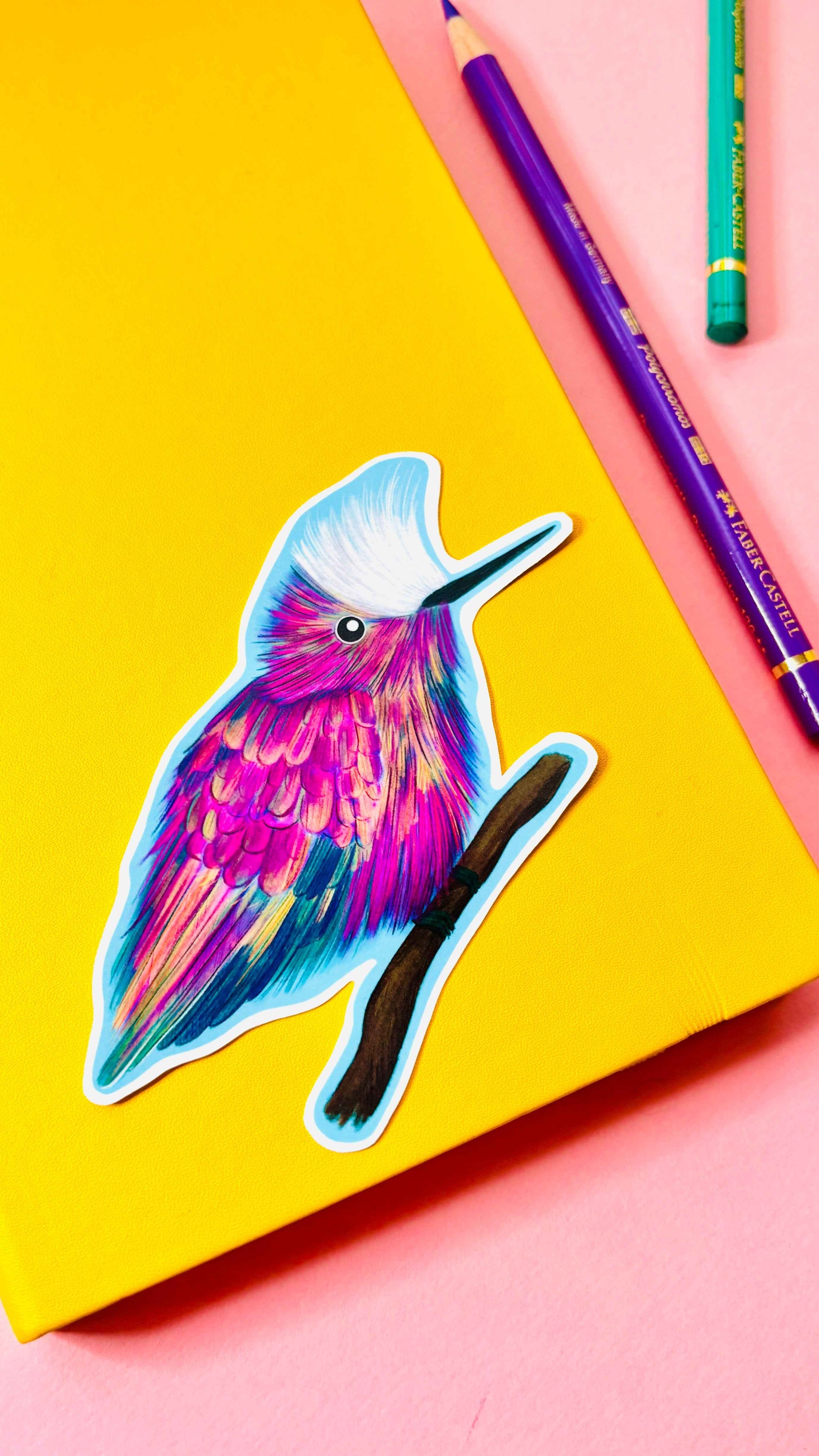 Snowcap Hummingbird Illustrated Vinyl Sticker