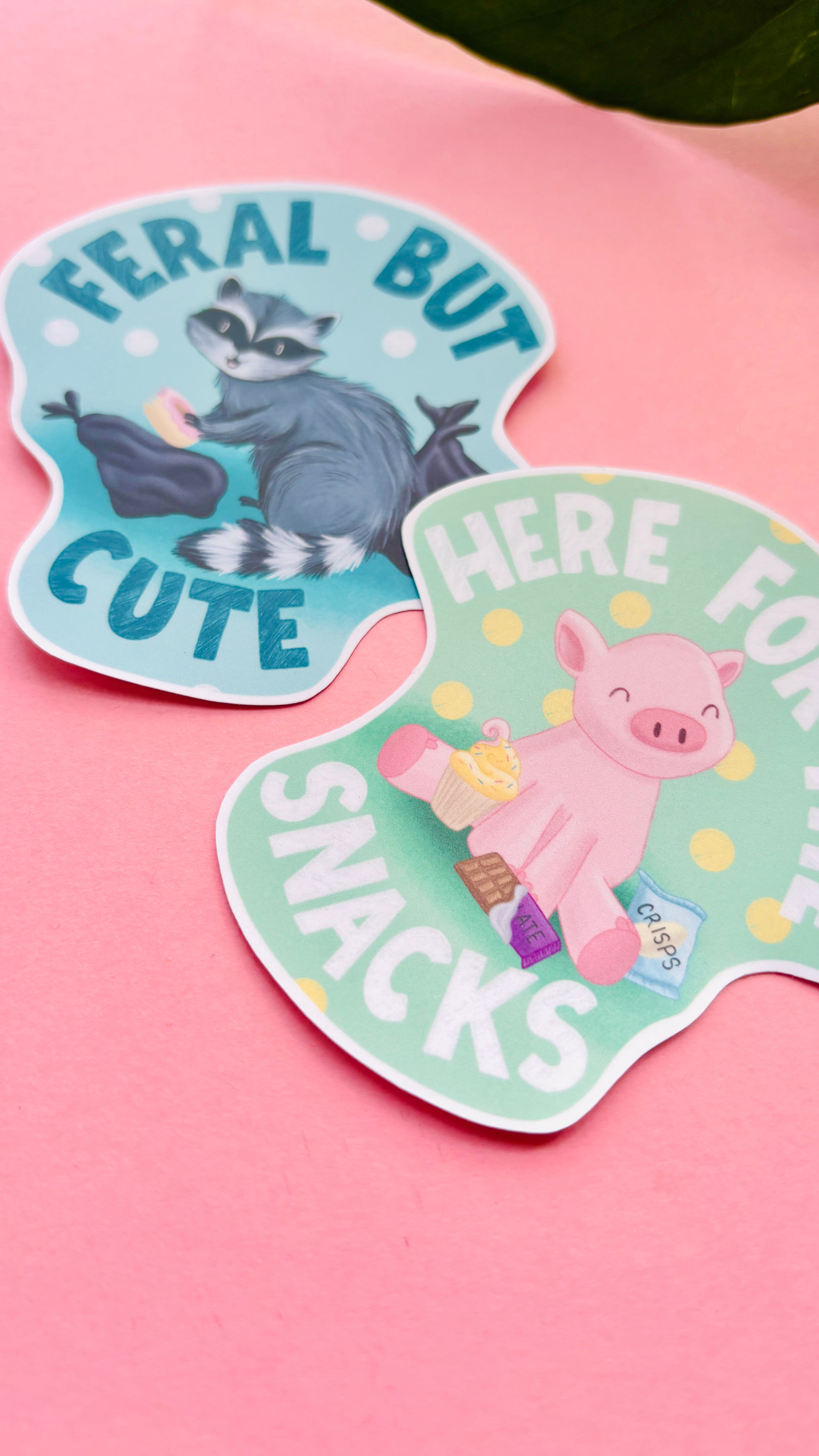 Cute raccoon sticker with “Feral but Cute” text – perfect for laptops, water bottles, and notebooks.