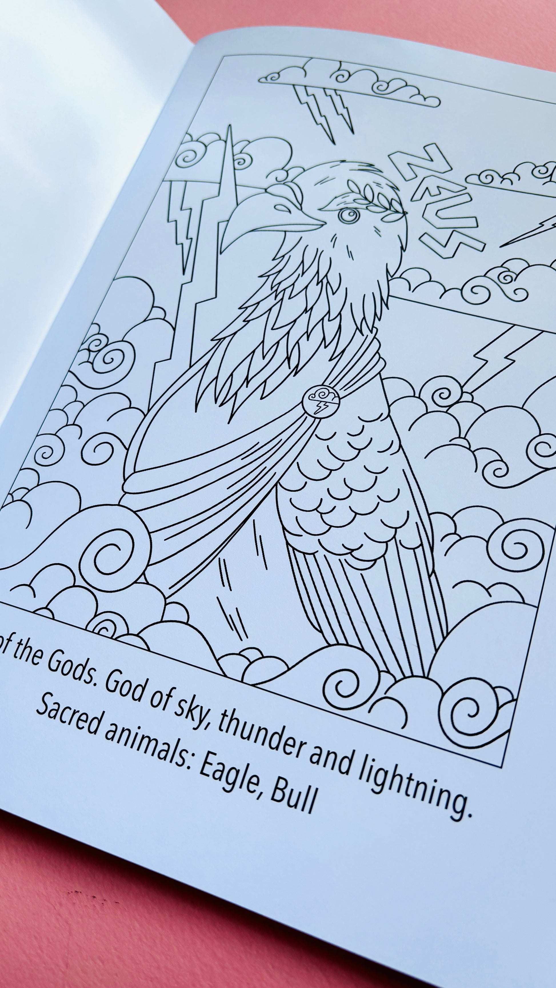 Animals of Olympus: A Greek Mythology Colouring Book for adults and kids with hand drawn colouring pages, single sided, heavy weight paper. This educational colouring book is great for home educators and homeschoolers.