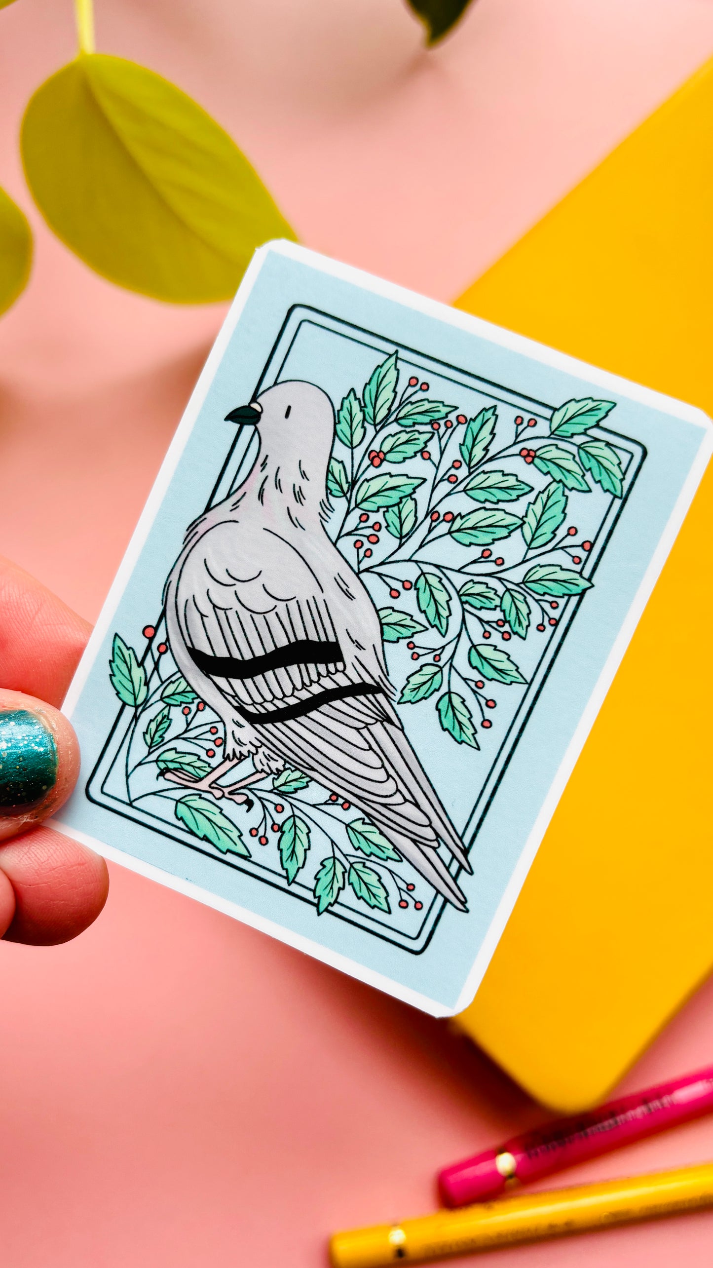Pigeon Botanical Waterproof Sticker