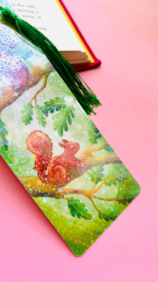 Red Squirrel Gift Holographic Bookmark