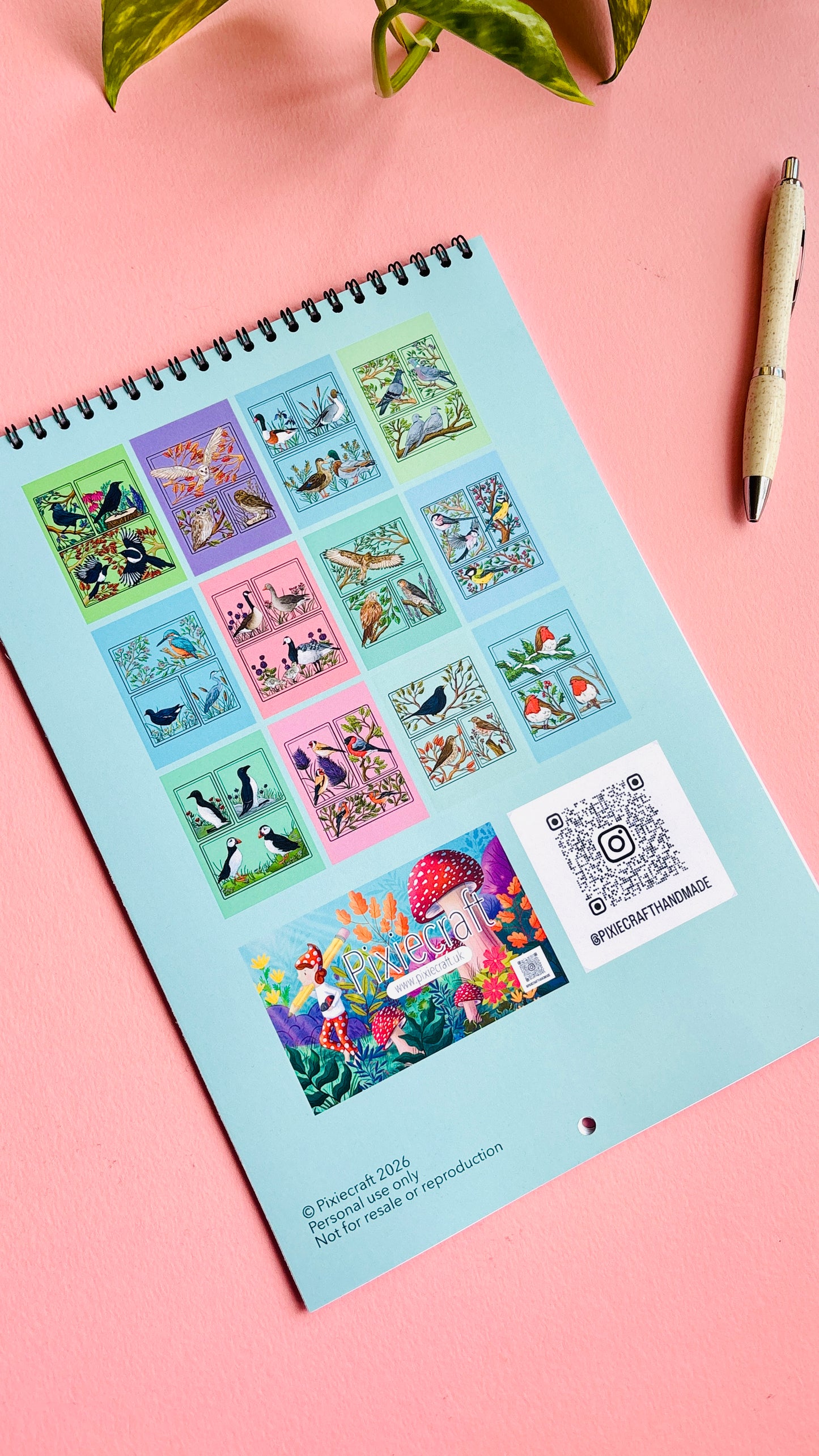 PRE-ORDER British Birds 2027 Calendar- Original Illustrated UK Nature Calendar