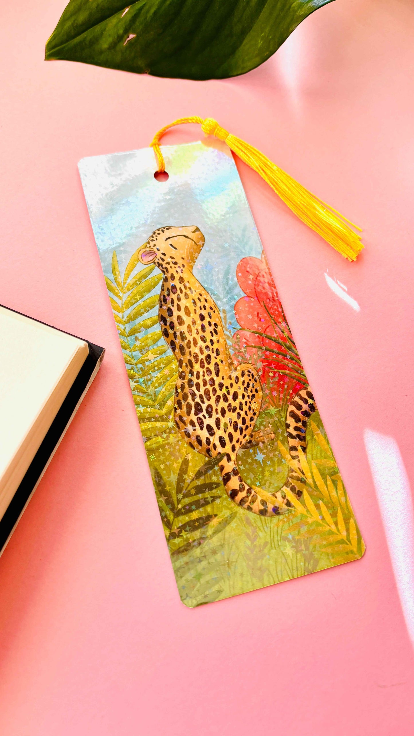 Cheetah Gift Holographic Bookmark- Handmade Wildlife Gift