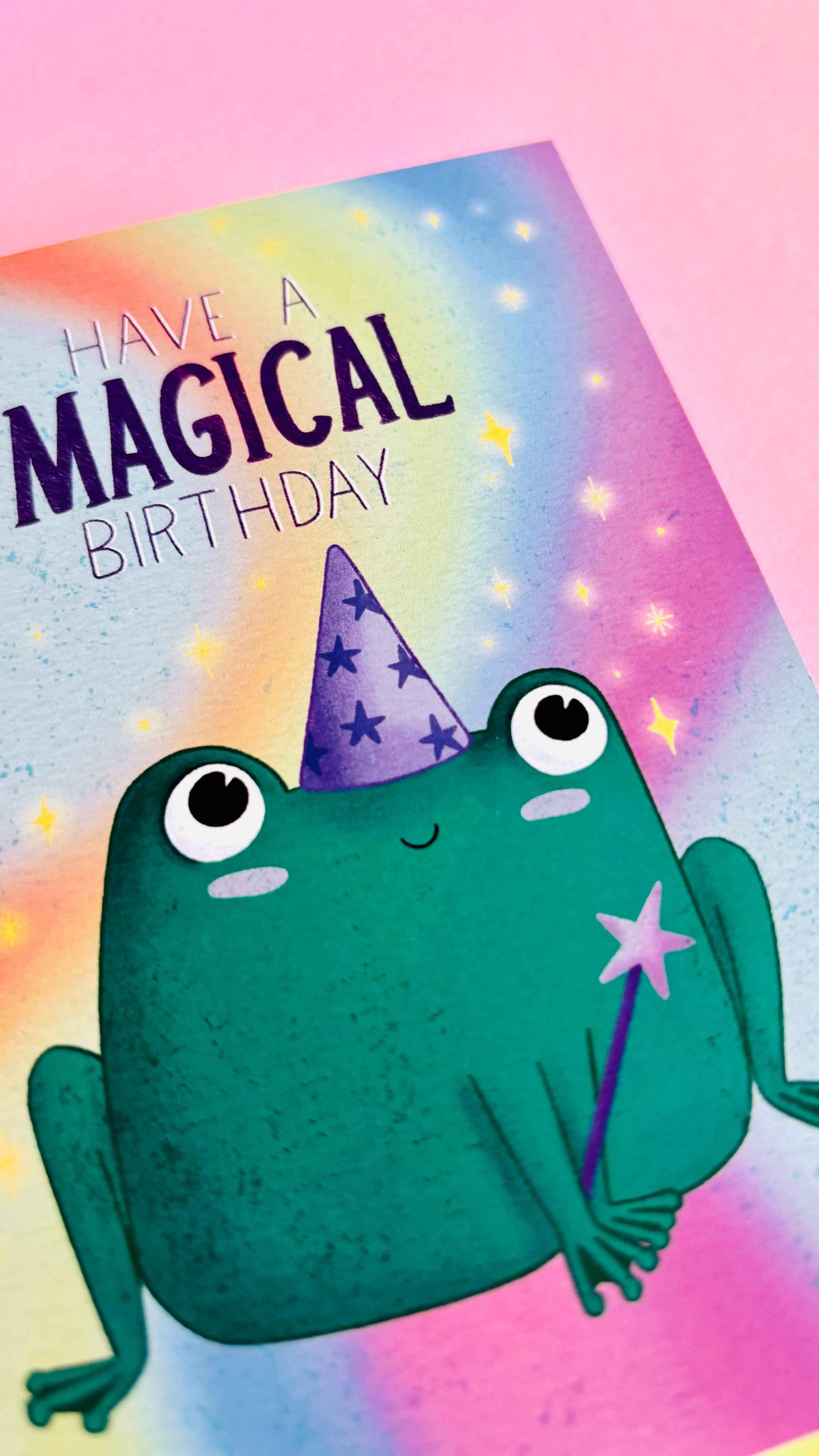 Magical Birthday Frog Handmade Cute, Rainbow Birthday Card