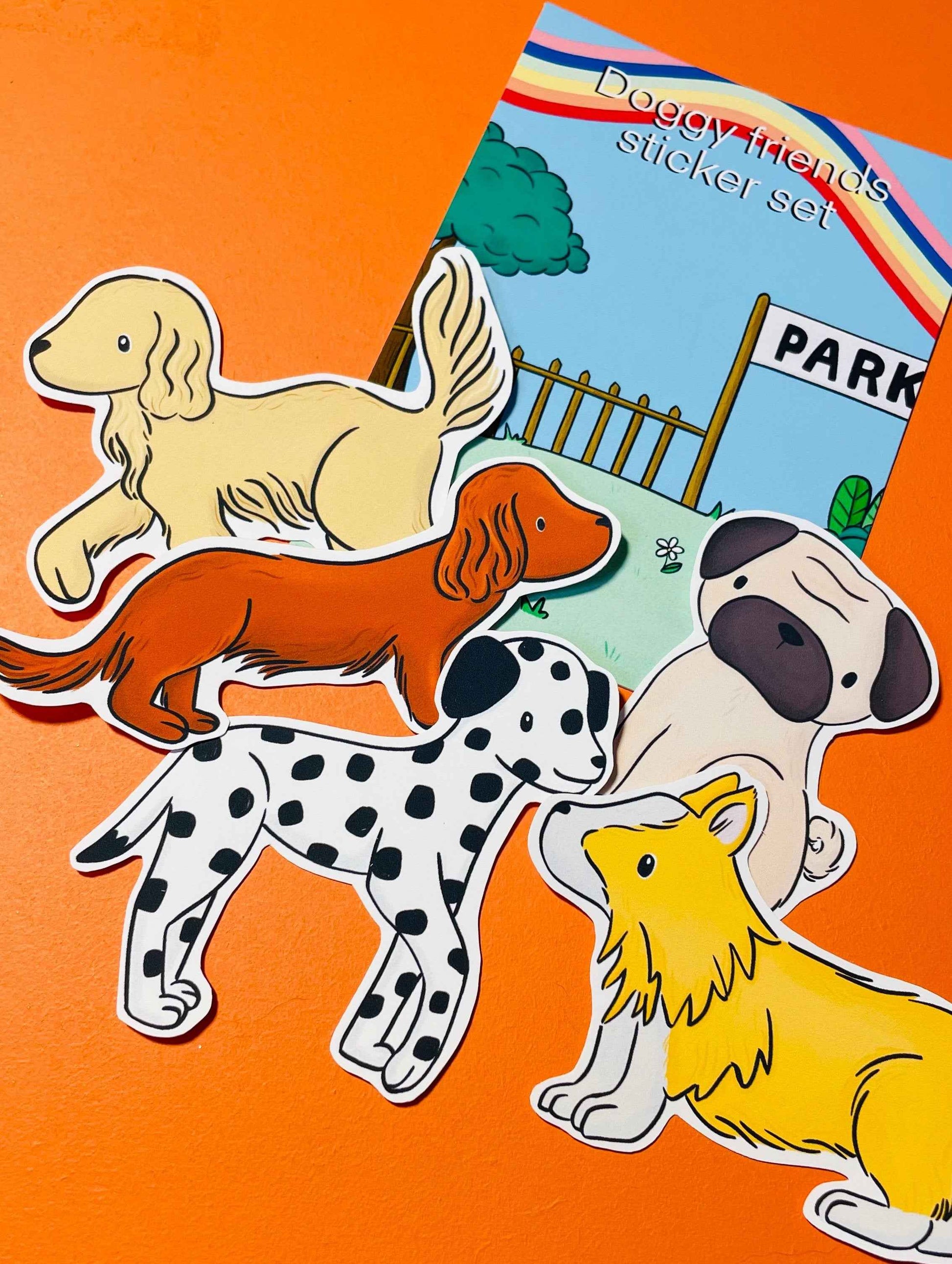 Doggy Friends Sticker set: A set of 5 illustrated dog stickers