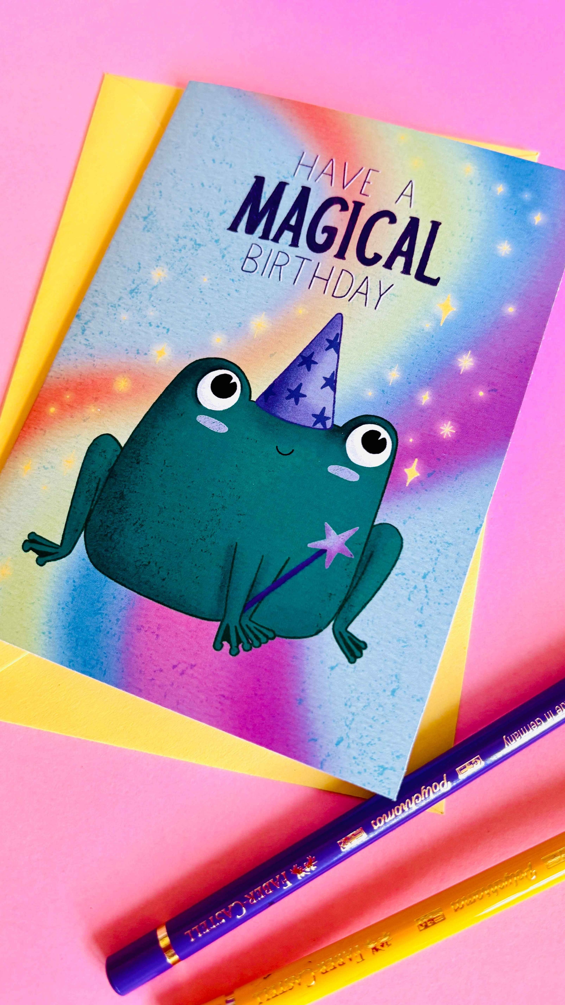 Magical Birthday Frog Handmade Cute, Rainbow Birthday Card