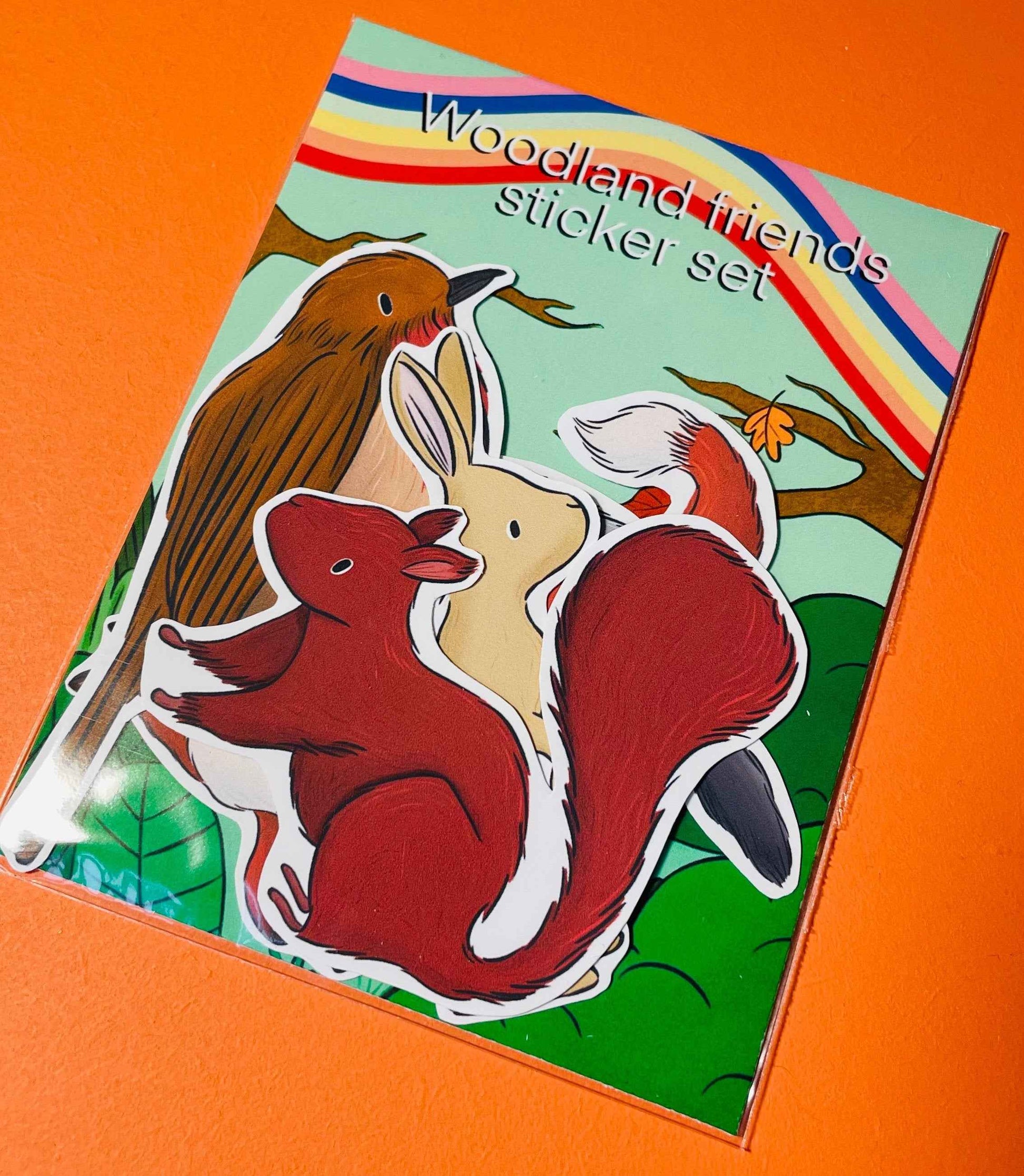 Woodland friends sticker set: Set of 5 illustrated forest animal stickers