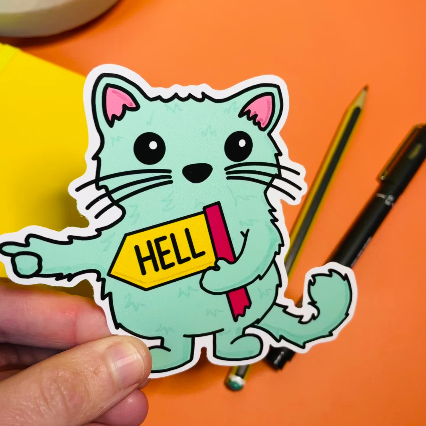 Cat go to hell vinyl sticker