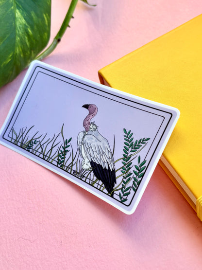 White Backed Vulture Illustrated Waterproof Sticker- Nature Stationery