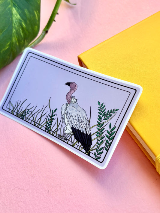 White Backed Vulture Illustrated Waterproof Sticker- Nature Stationery