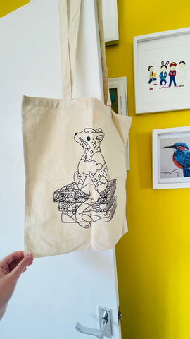 Cat and Books Tote Bag 