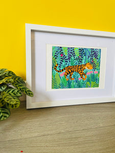 Colourful tiger in a jungle painting 