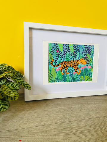 Colourful tiger in a jungle painting 