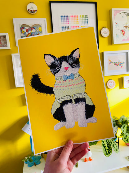 Noodle the Jumper Cat Original Art Charity Print