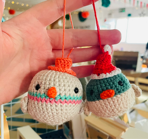 Christmas bauble crochet bird friends