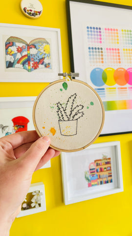 Plant hand embroidery hoop art 