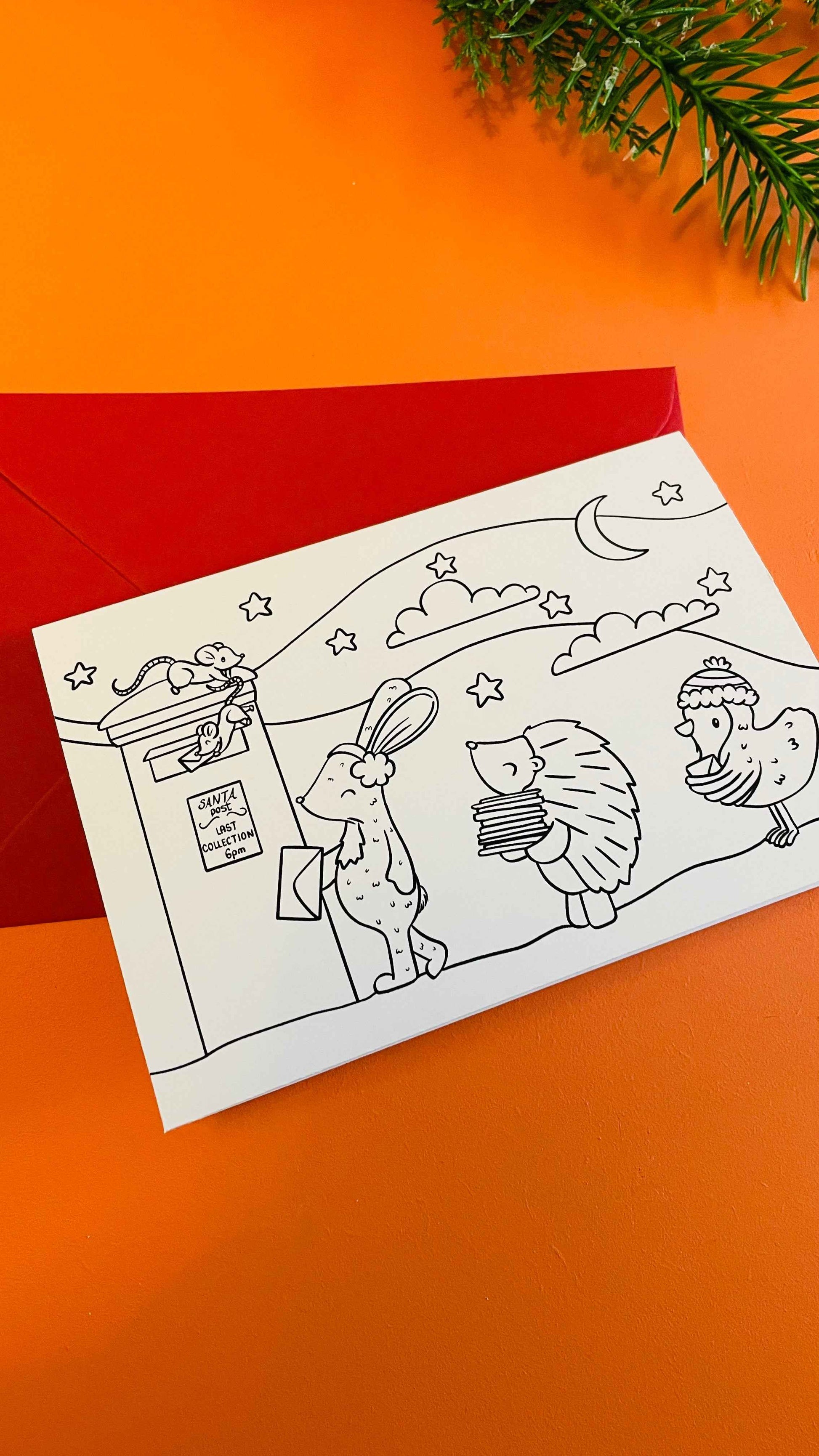 Colour your own Christmas cards: set of 4