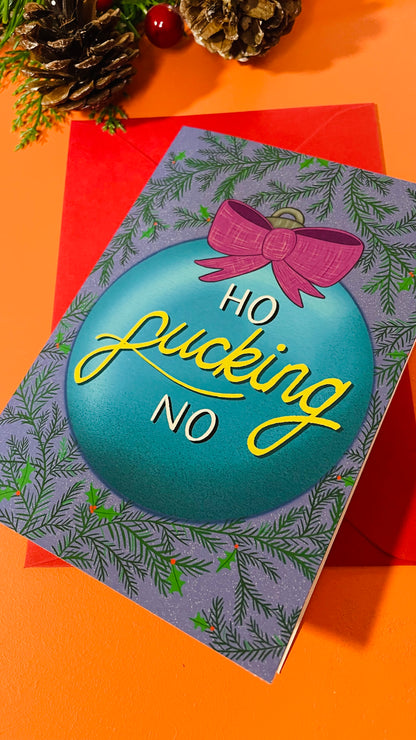 Ho f**ucking No Illustrated sweary Christmas card