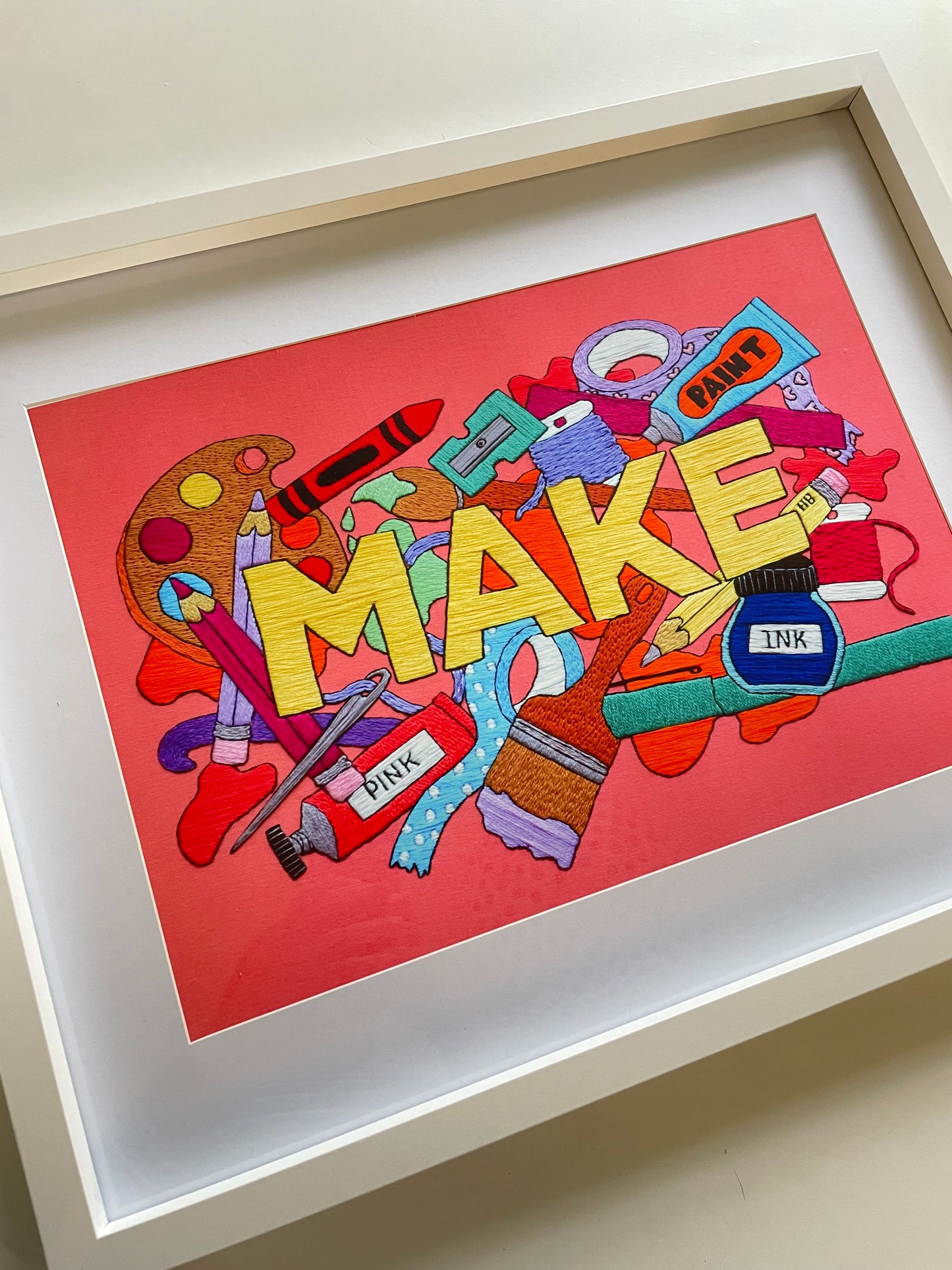 MAKE hand embroidery original art print